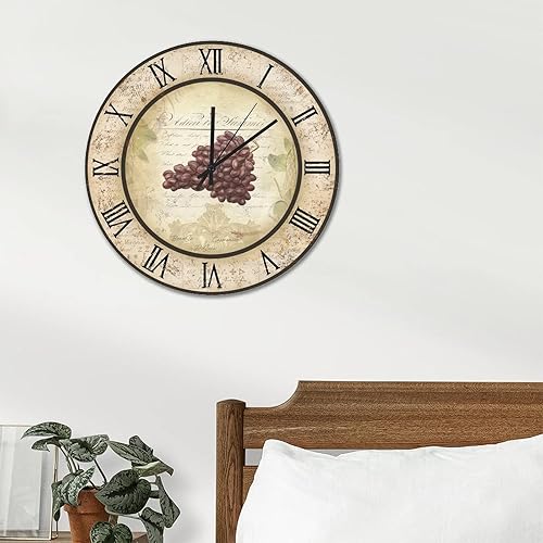 Miniatura 4 de Reloj de pared grande de copa de vino de uva, reloj de pared grande de 10 pulgadas, silencioso sin tictac, funciona con pilas, relojes de pared