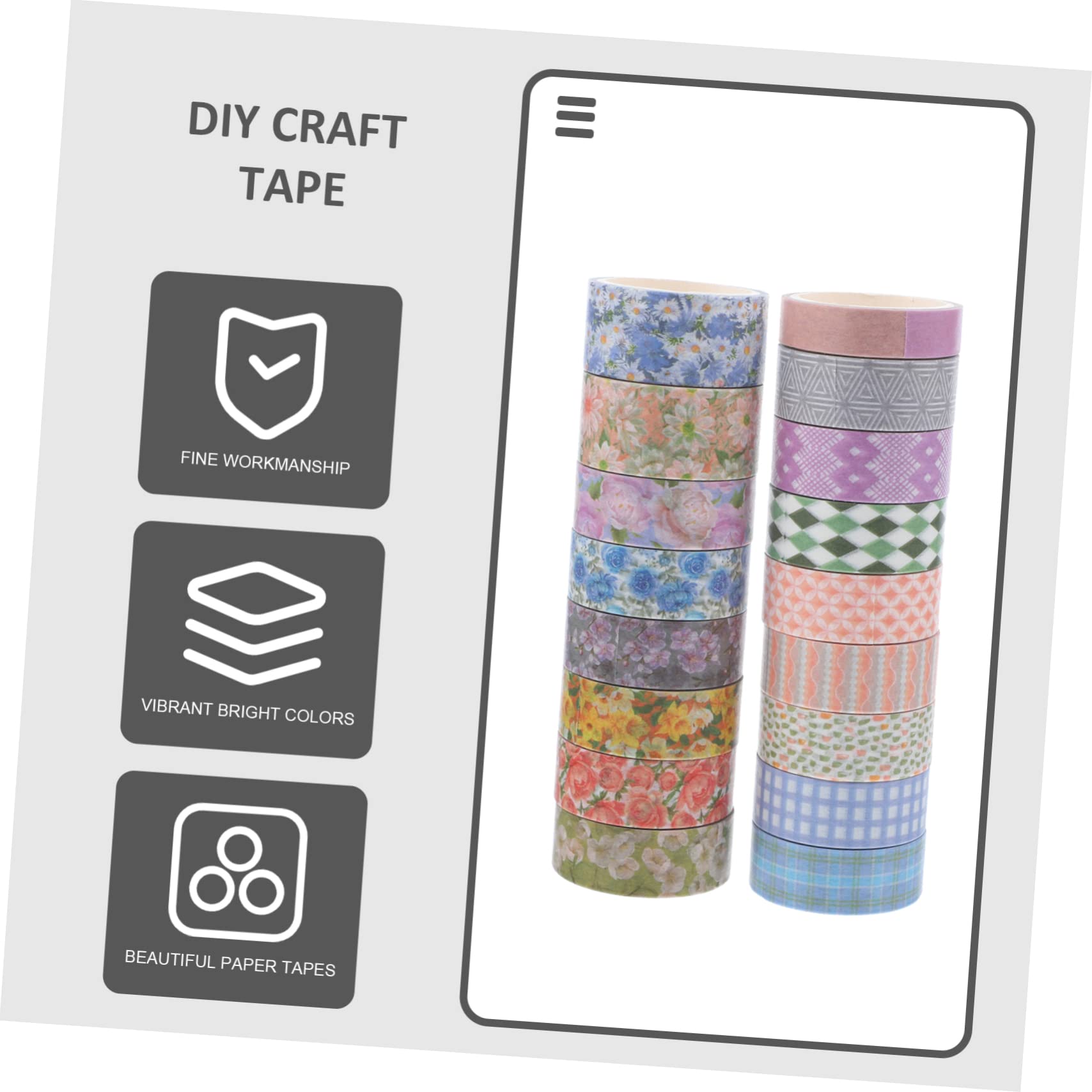 NUOBESTY 51 Nastro Adesivo Decorativo Carta Per Scrapbooking Di Washi Tape Con Motivi Floreali Per Progetti Fai Da Te e Planner