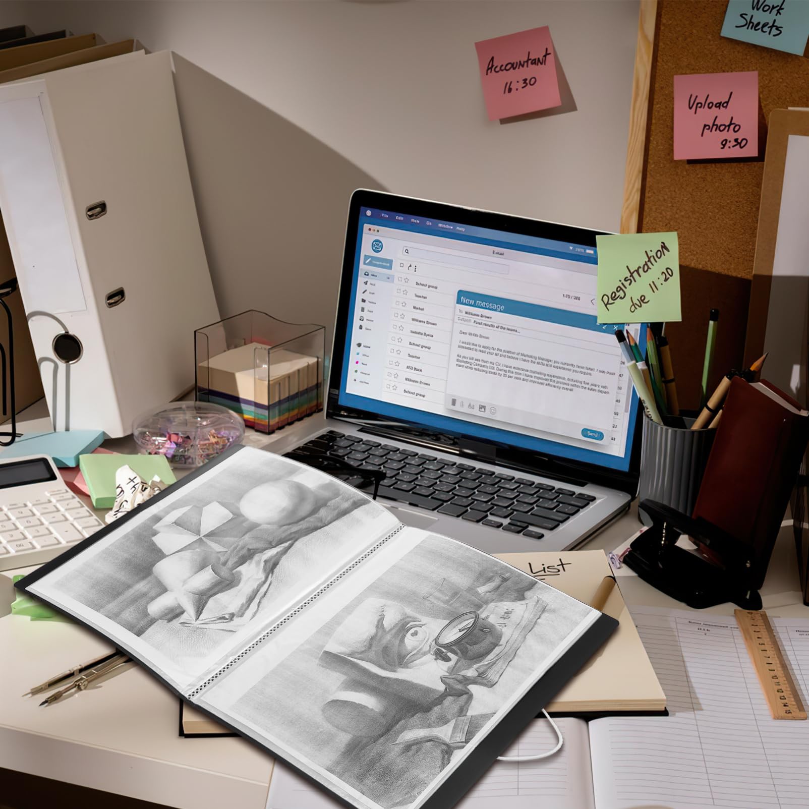 NUOBESTY 5pièces Portfolio Folder Avec Poches Transparentes Classeurs De Pour Organisation De Documents Autocollants