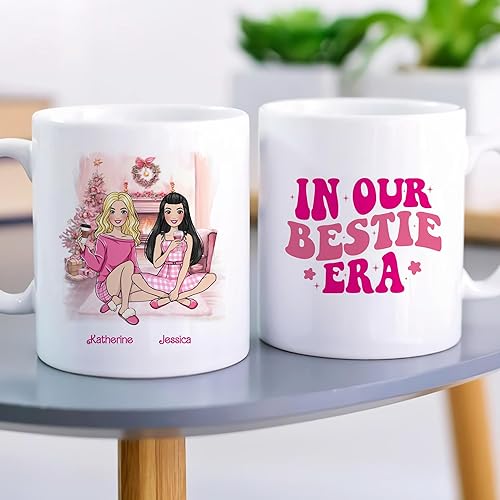 Miniatura 8 de Gossby Taza de café de Navidad personalizada para amigas  Regalo de Navidad personalizado para 2 mujeres con diseño, nombre  Regalo de amistad para