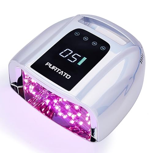 Purtato Luz UV inalámbrica profesional recargable de 96 W UV LED portátil para máquina de lámpara de uñas con parte inferior de acero inoxidable
