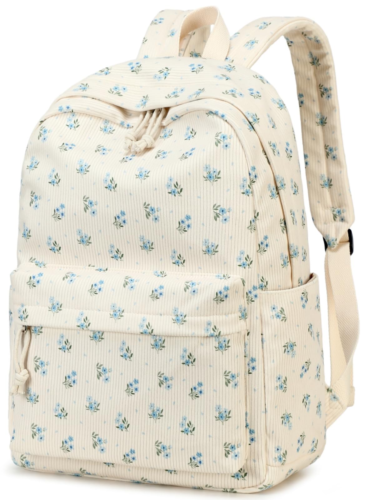 CAMTOP Backpack for Teen Girls Corduroy Bookbags Elementary Middle High School School Bag Lightweight Women Travel Casual Daypacks (Blue Flower)