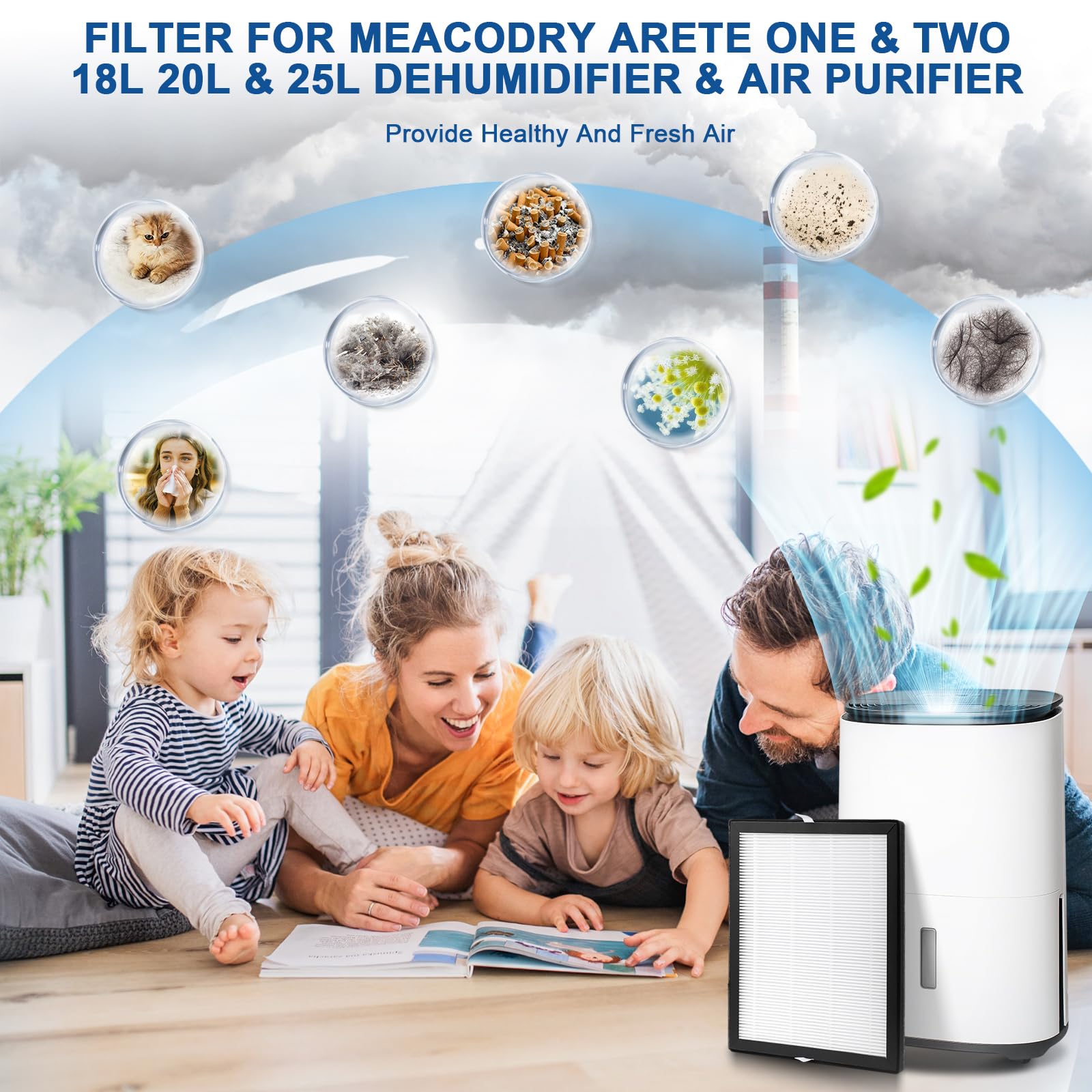 Kigniote Paquete de 3 filtros HEPA compatibles con MeacoDry Arete One 18L, 20L y 25L deshumidificador purificador de aire 2 en 1, 26 x 22 x 1,5 cm, no compatible con deshumidificador Meaco 20L 20LE de