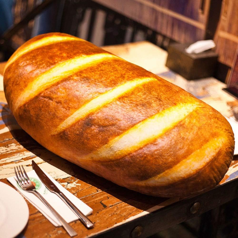 3D Simulation Bread Shape Pillow,Soft Butter Bread Food Plush Cushion Stuffed Toy for Home Decor 23.6"