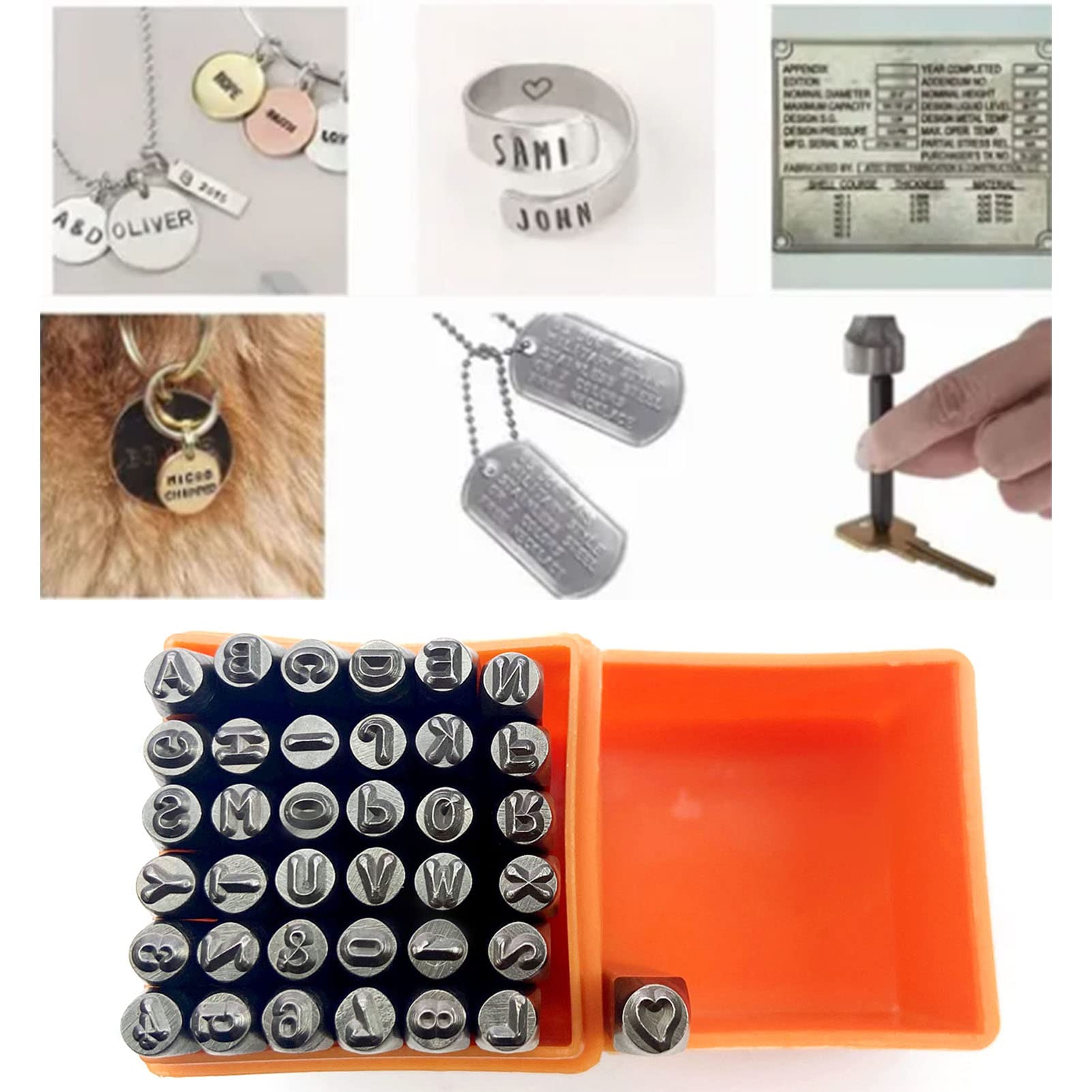 Set Timbri In Metallo BRIMIX 37 Pezzi - Lettere A-Z E Numeri 0-9 Per Incisione Su Metallo, Legno, Pelle - Foto 10