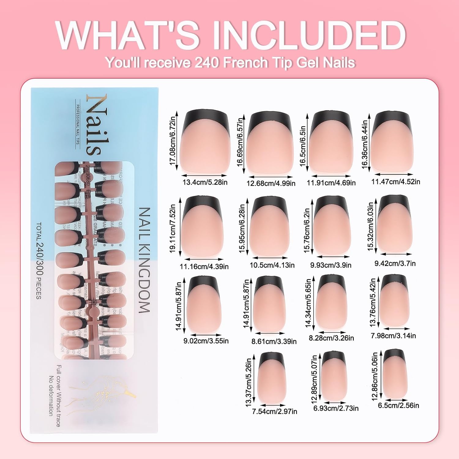 French Tips Gel x Nail Tips, 240 pezzi Unghie finte pre-applicate con primer e base coat, 15 misure Unghie finte in gel morbido for estensione unghie fai da te(Matte Black-Deep Bronze XS Coffin)