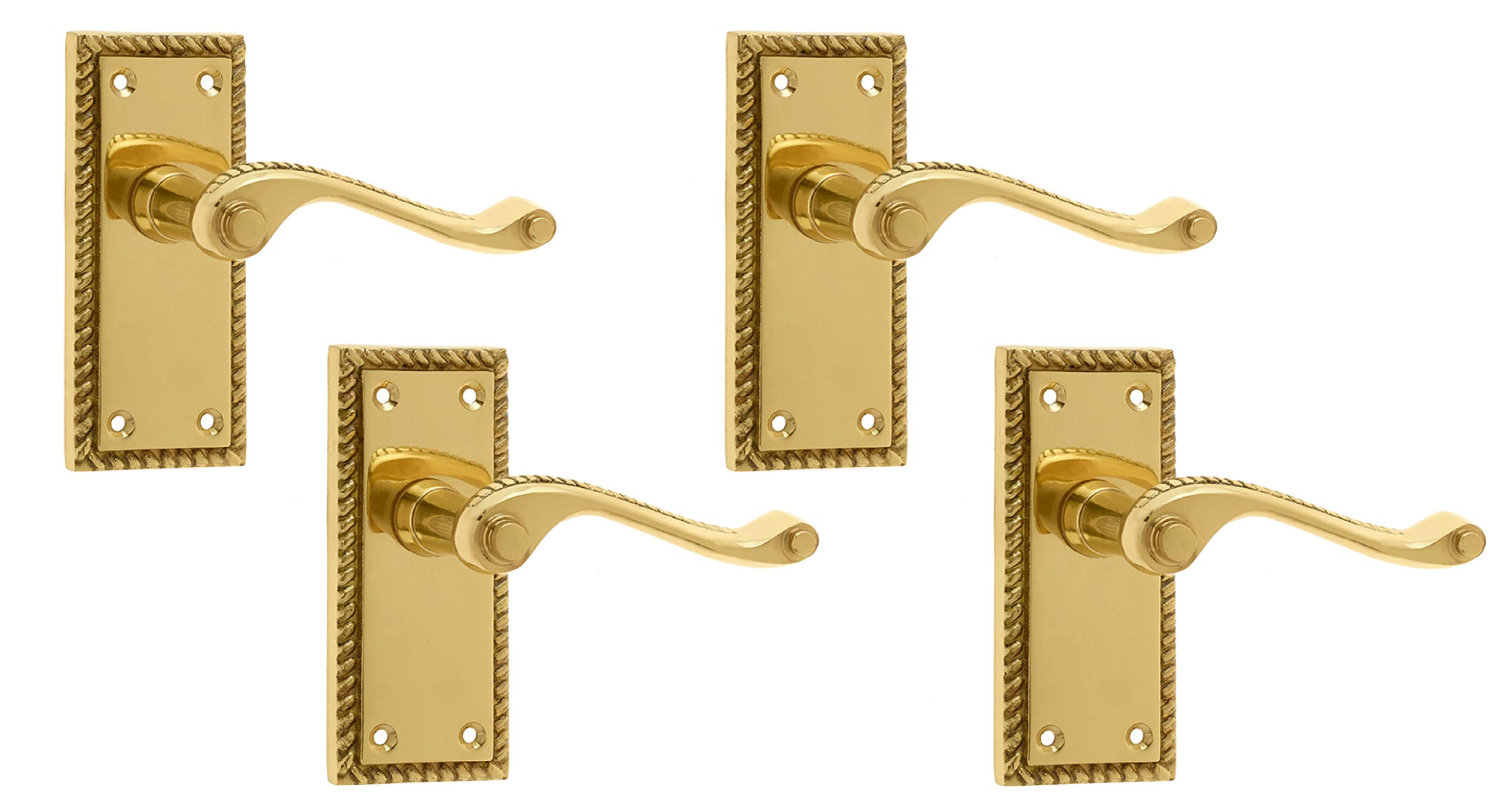 Frelan JG2 Georgian Brass Lever Latch Door Handles 112 x 48mm (4)