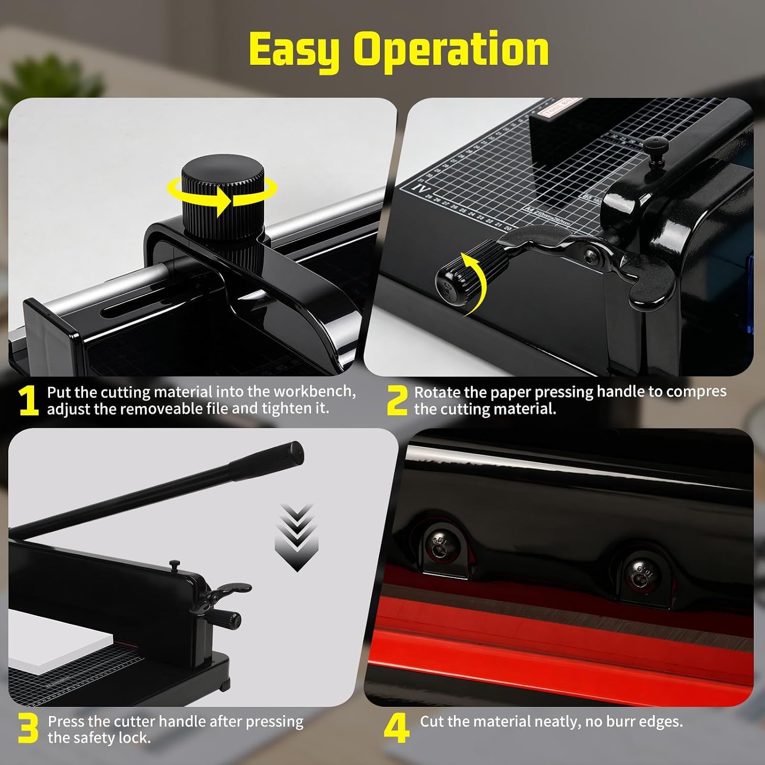 Taglierina per Carta Resistente per Formato A4, Taglierina A Ghigliottina, capacità 400 Fogli, Rifilatrice A4 con Scala Millimetrica E Base in Metallo, Larghezza di Taglio 315 Mm