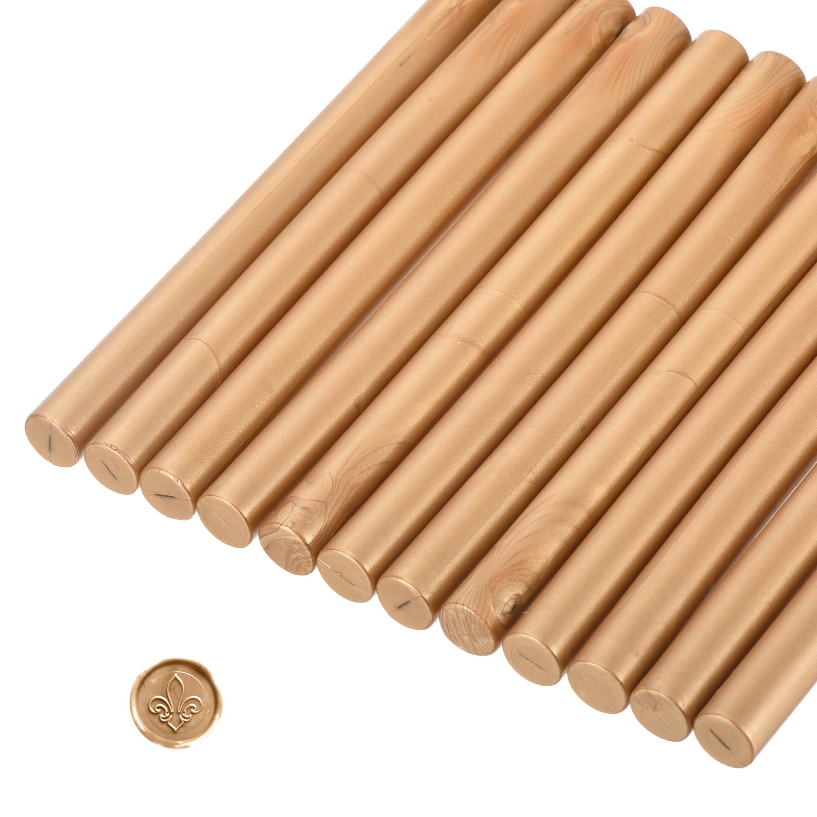 sourcing map 12 Pcs Light Gold Cylinder Sealing Wax Stick Glue Gun Wax Seal Rod Craft Adhesive Waxing for Letter Seal Wax Stamp,Wedding Invitations, Packaging Decoration