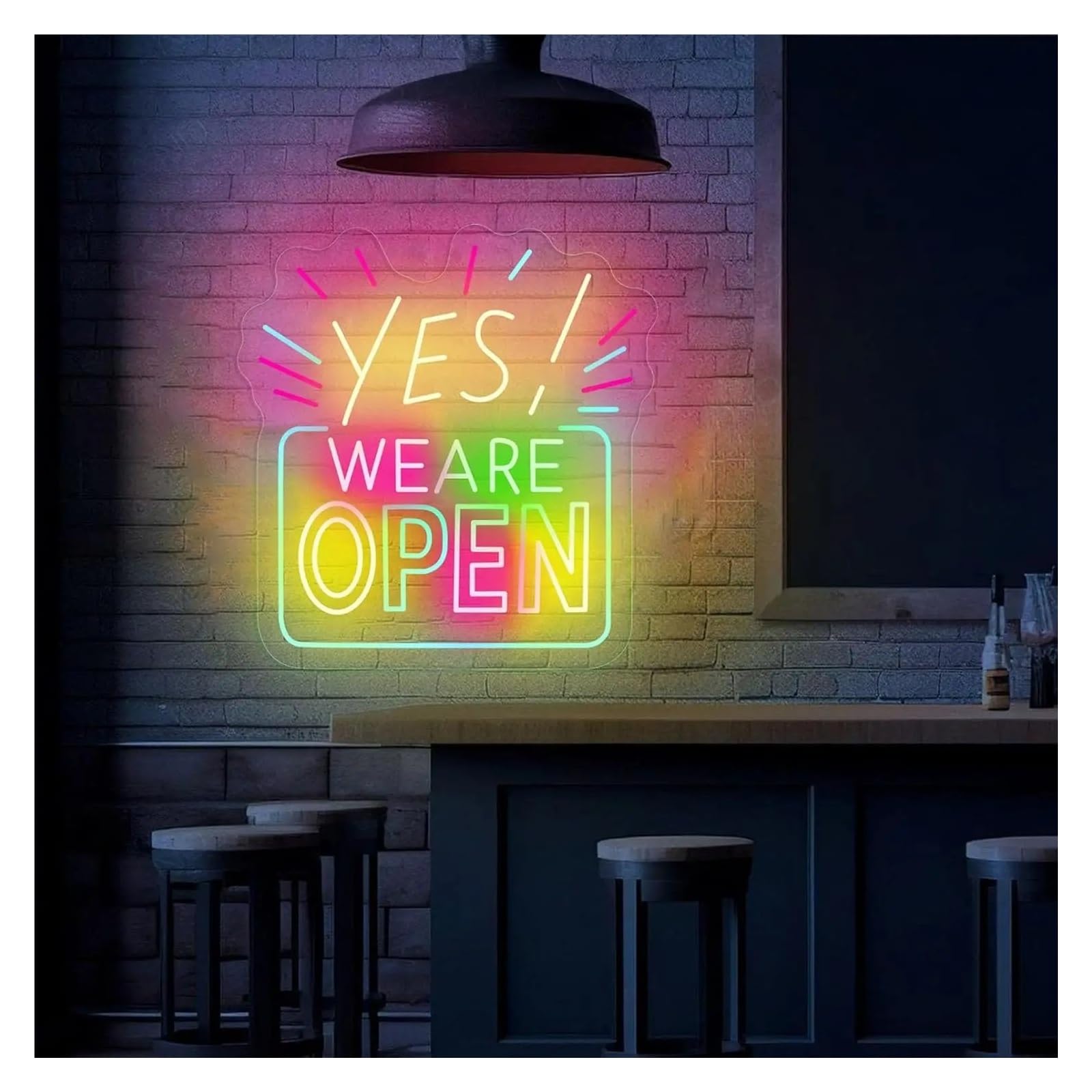 Luci al Neon Da Parete YES WE ARE OPEN Insegna al neon per vetrine di negozi Caffetteria Ristorante Bar Pubblicità aziendale 17.3x18.1in