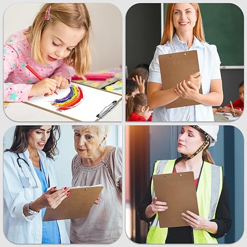 Miniatura 7 de Portapapeles grandes  Paquete de 26 portapapeles de madera para oficina, tamaño de letra A4 estándar a granel (9 x 12.5 pulgadas) con clip de perfil