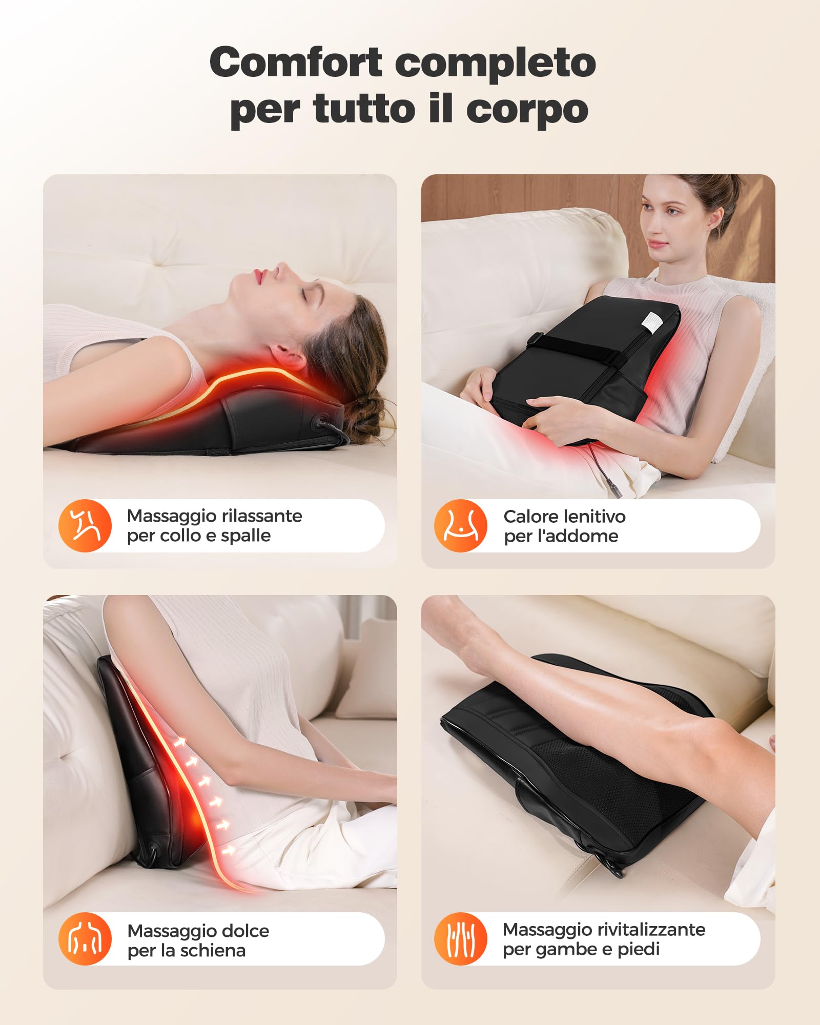 Boriwat collo massaggiatore con calore, Shiatsu massaggiatore 3D ginocchio schiena massaggiante, cuscino massaggio per collo, dolore alla schiena della spalla, regali per le donne uomini Papa Mama