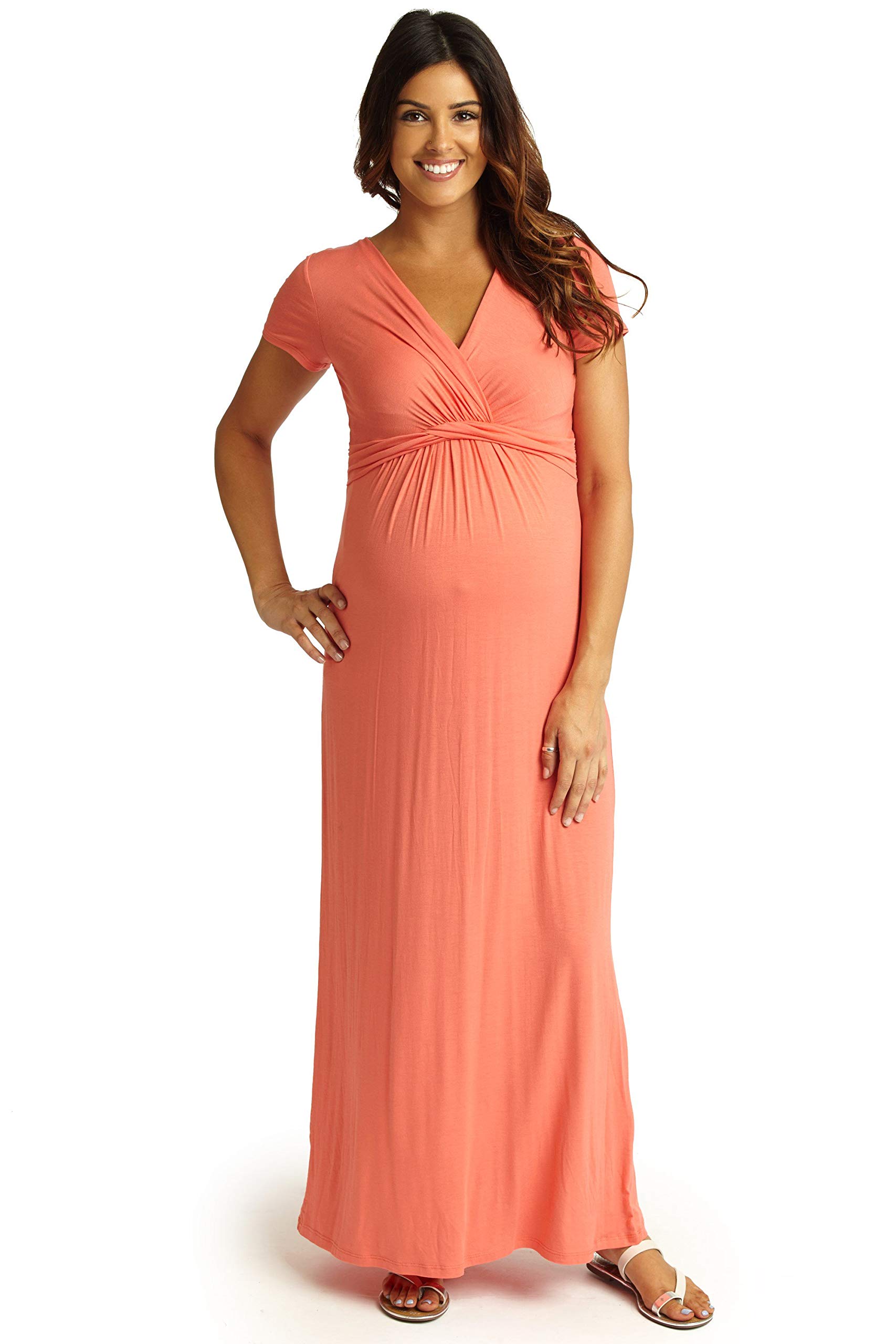 knee length dresses for ladies Coral Big Floral Maxi Maternity Dress main image 0