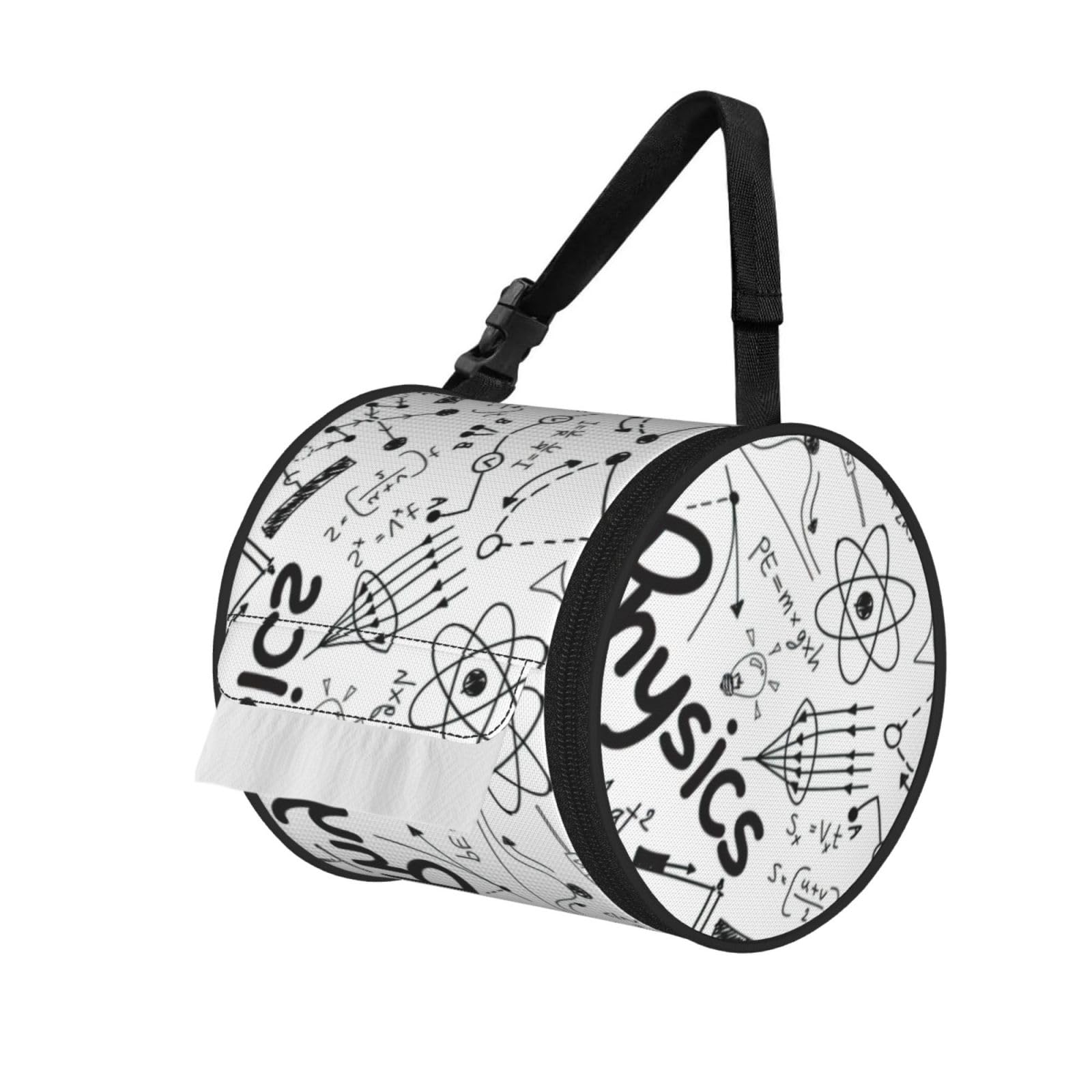 Physics Print Printed Toilet Paper Holder Bag, Adjustable Strap Roll Paper Organizer for Car Kitchen Outdoor