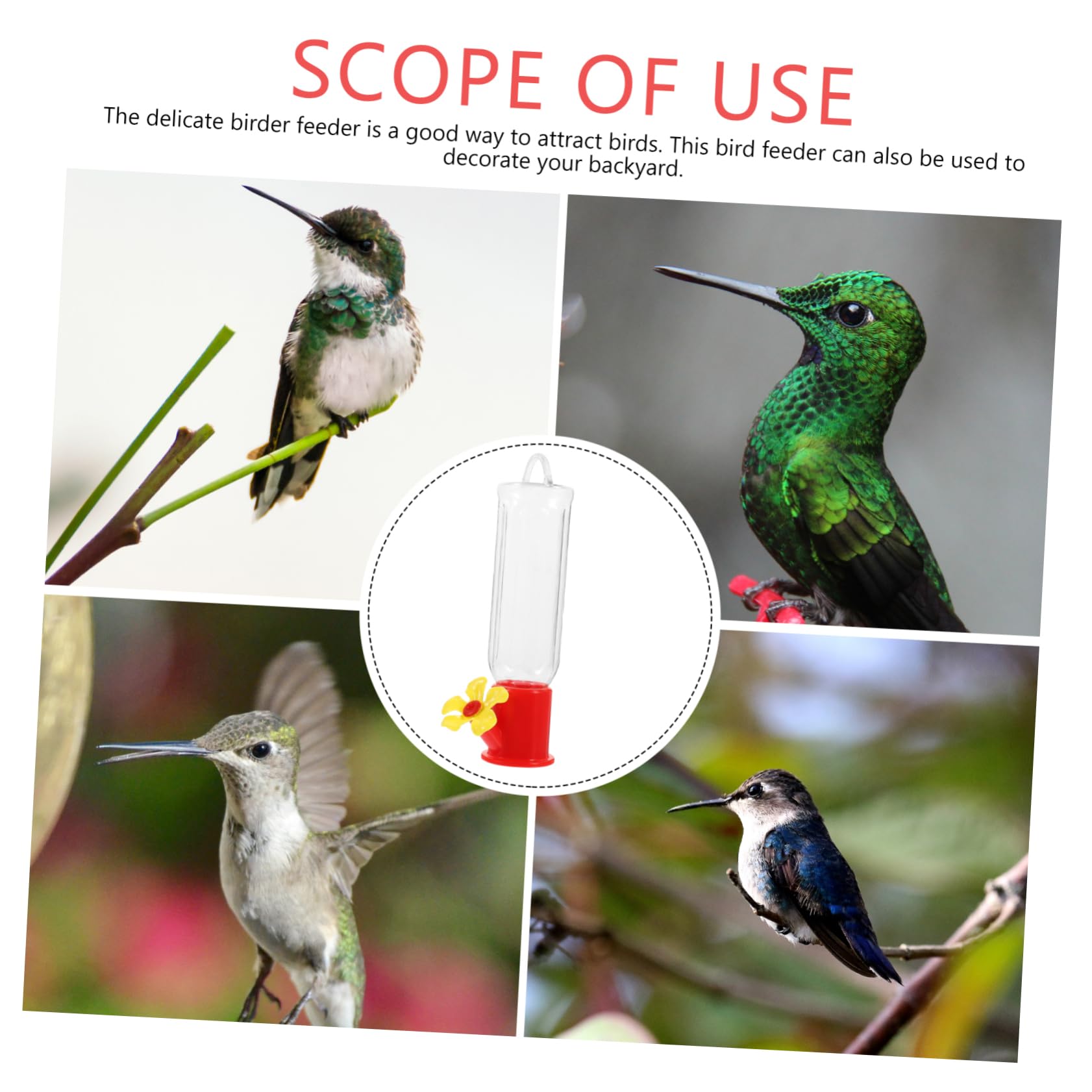 VANZACK 12piezas Comedero Colgante para Pájaros De Plástico Transparente Alimentador Exterior Decorativo Resistente y Duradero para Jardines y Observación De Aves