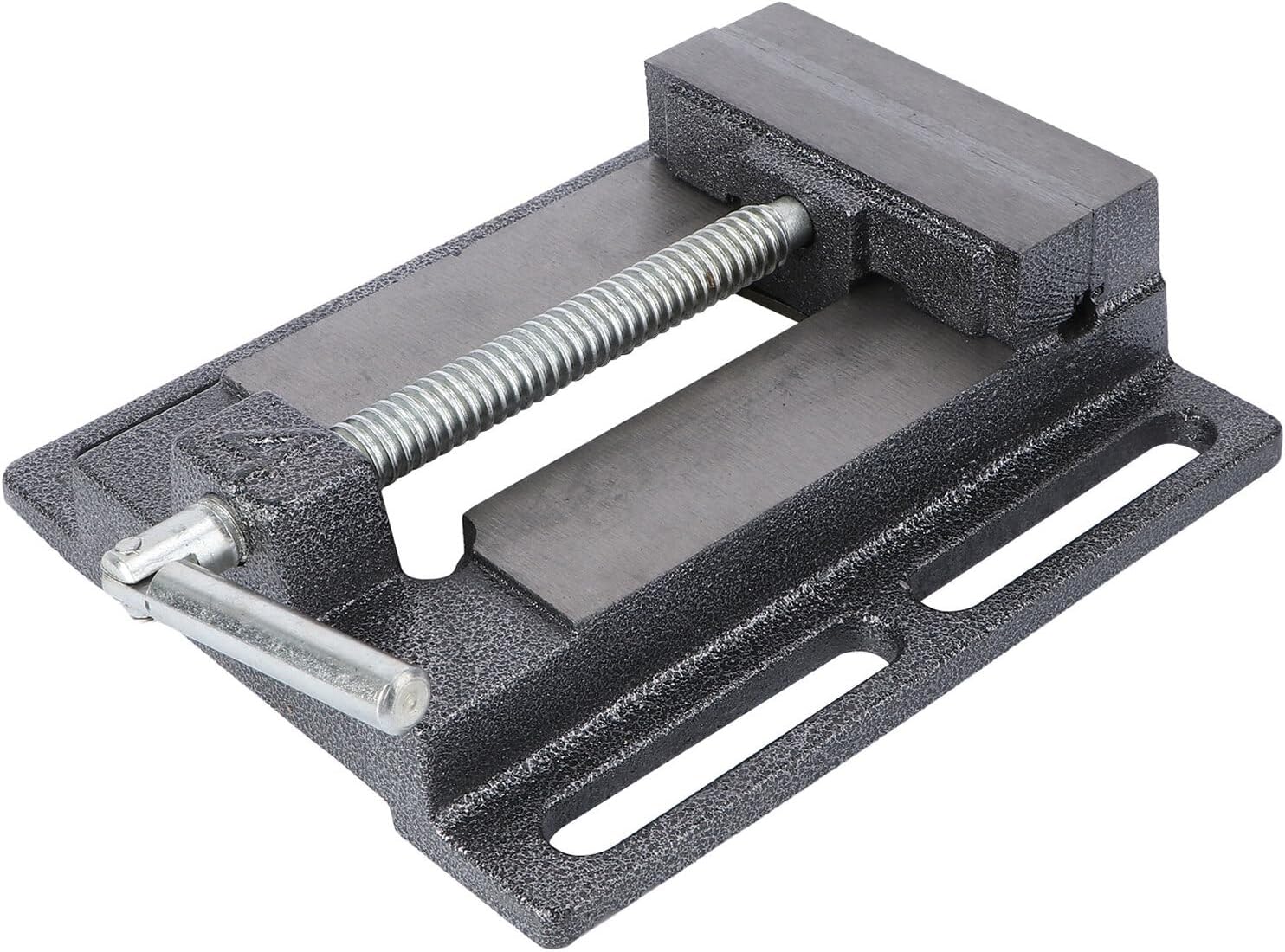 4 Inch Drill Press Vise Bench Clamp for Woodworking and Milling, Cast Iron Table Vise with Flat Jaw Opening, Small Workholding Device for Drilling Machines Random Color