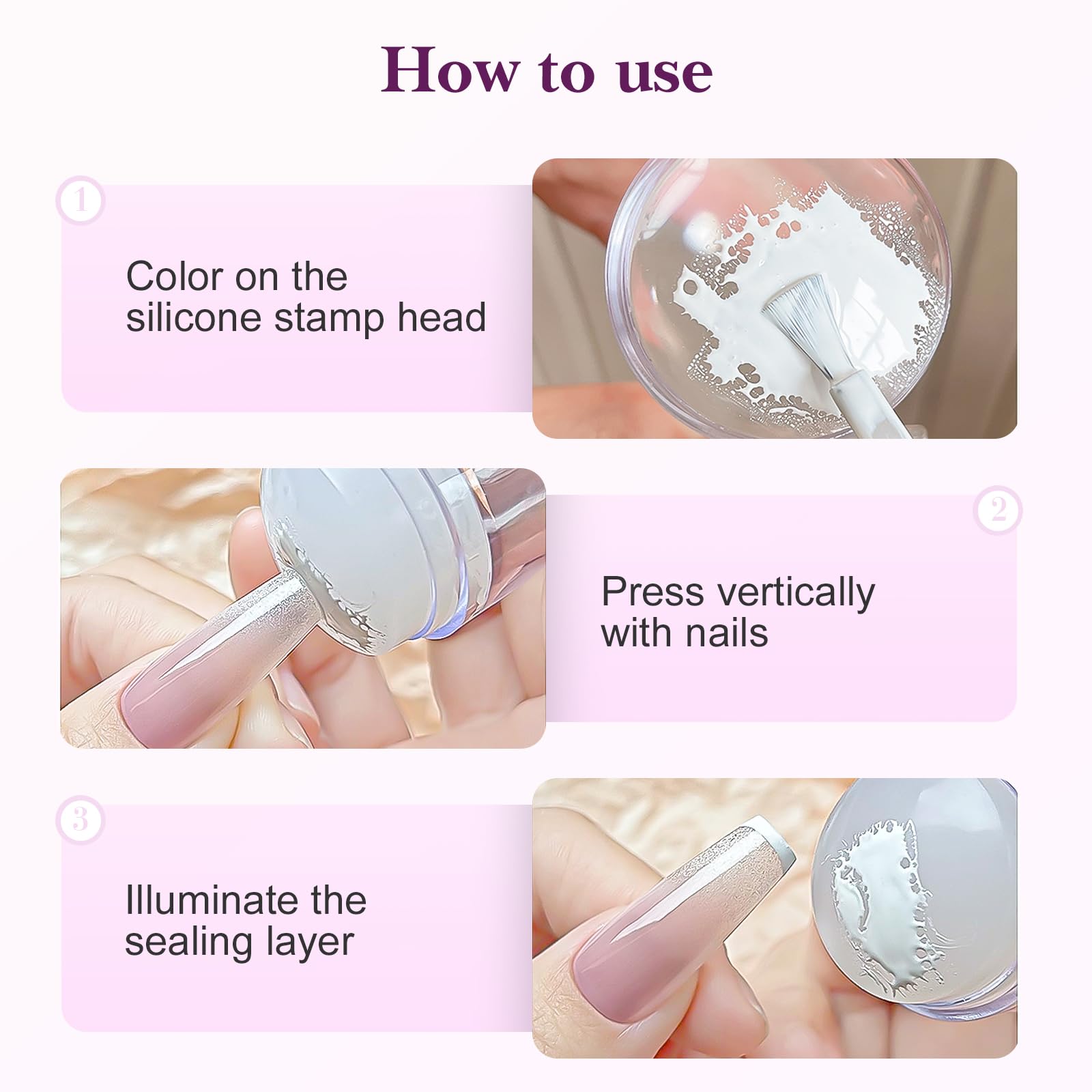 5 PCS Pinceles para Estampar Uñas,Estampador de Silicona con Rascador, 3 Pinceles para Nail Art Juego para Uñas Francesas Herramienta para Estampar Uñass para el Hogar y Los Viajes Diseño de Uñass DIY