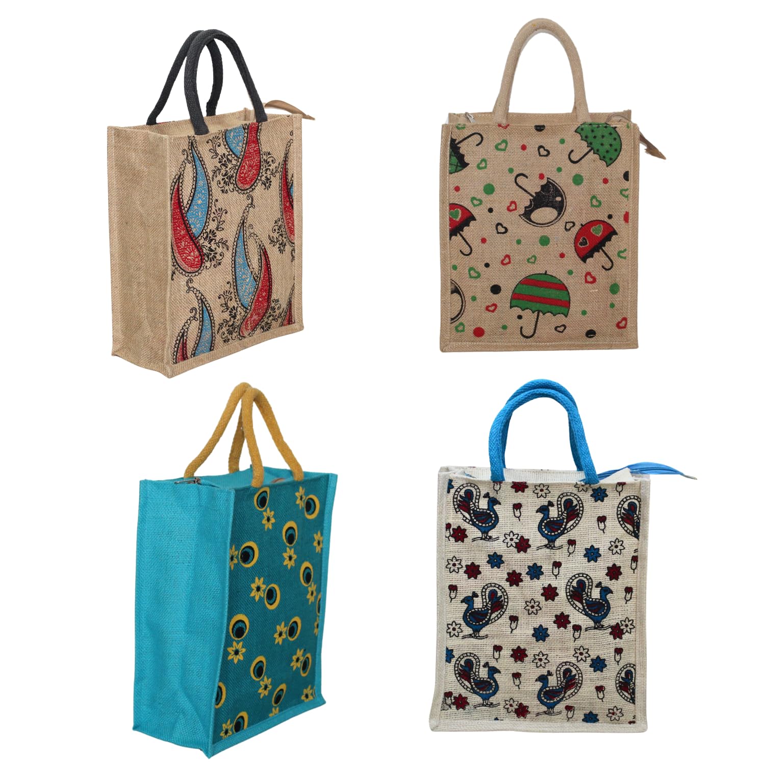 Jute Bag Printed Variety Designs (Multicolour) -10 inches,12 inches Eco-Friendly Handbags for Office Tiffin, Laminated Interior, Multipurpose Bag or Tiffin, Grocery Bag with Handle for Men & Women (B0DBR5NKFX) Amazon Price History, Amazon Price Tracker