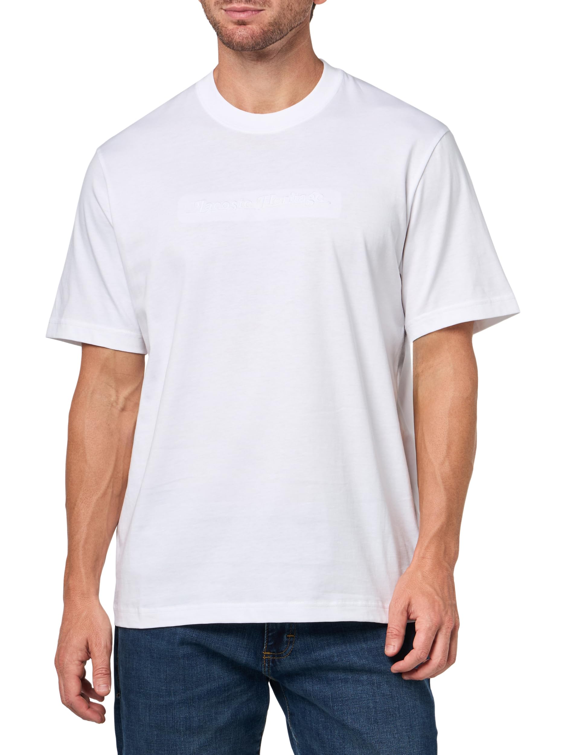 

                                                    Lacoste Men's Embroidered Cotton T-Shirt, White, M