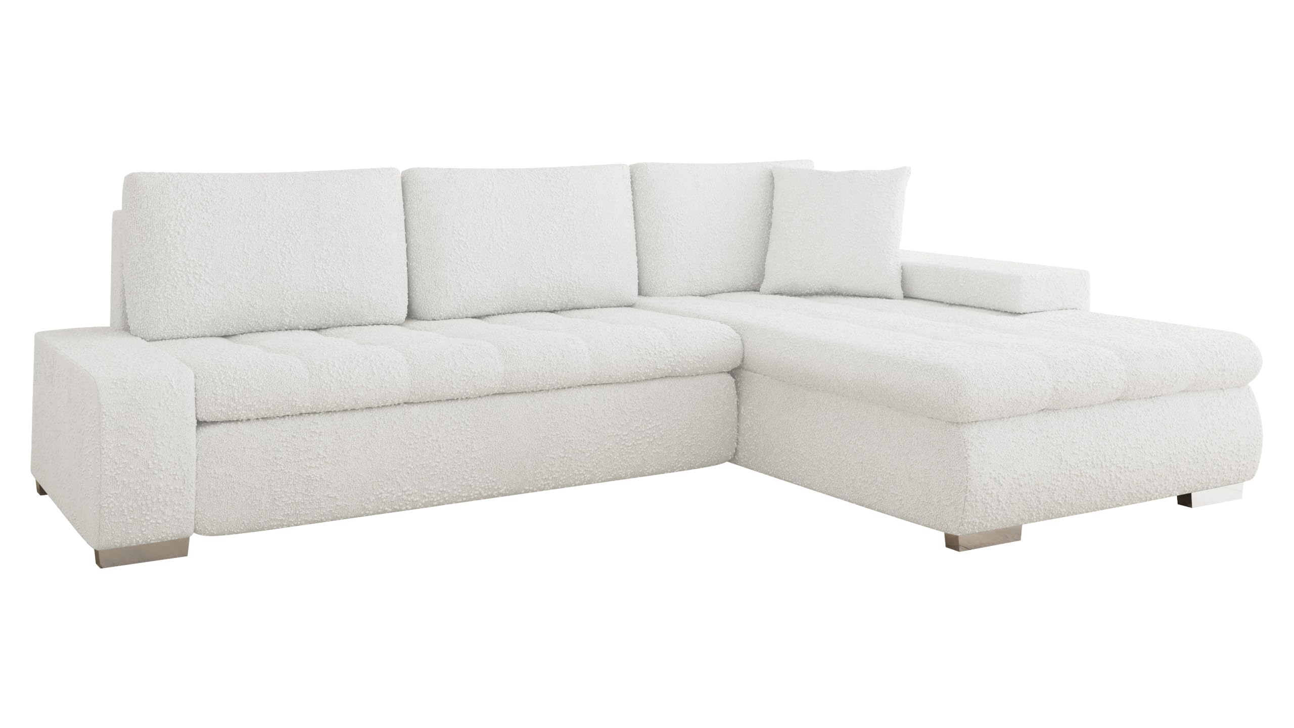 Mirjan24 Eckcouch Ecksofa Orkan Premium, Elegante Sofa mit Schlaffunktion und Bettfunktion, Bettkasten Couch L-Sofa, Ottomane Universal, Große Farbauswahl (Boucle Baloo 2073)