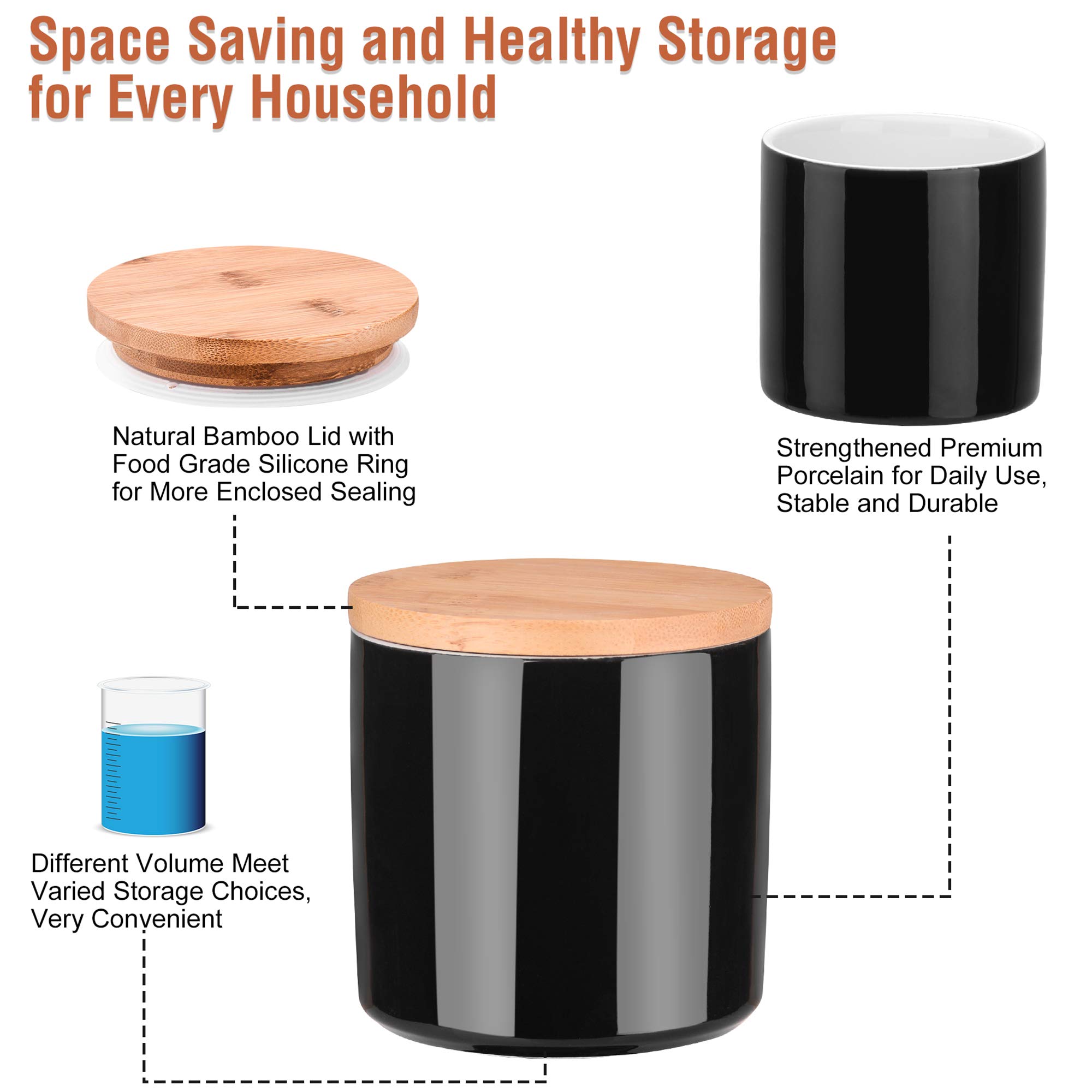 LOVECASA 3 Piece Ceramic Food Storage Tea, Bread Bin Tea Coffee Sugar