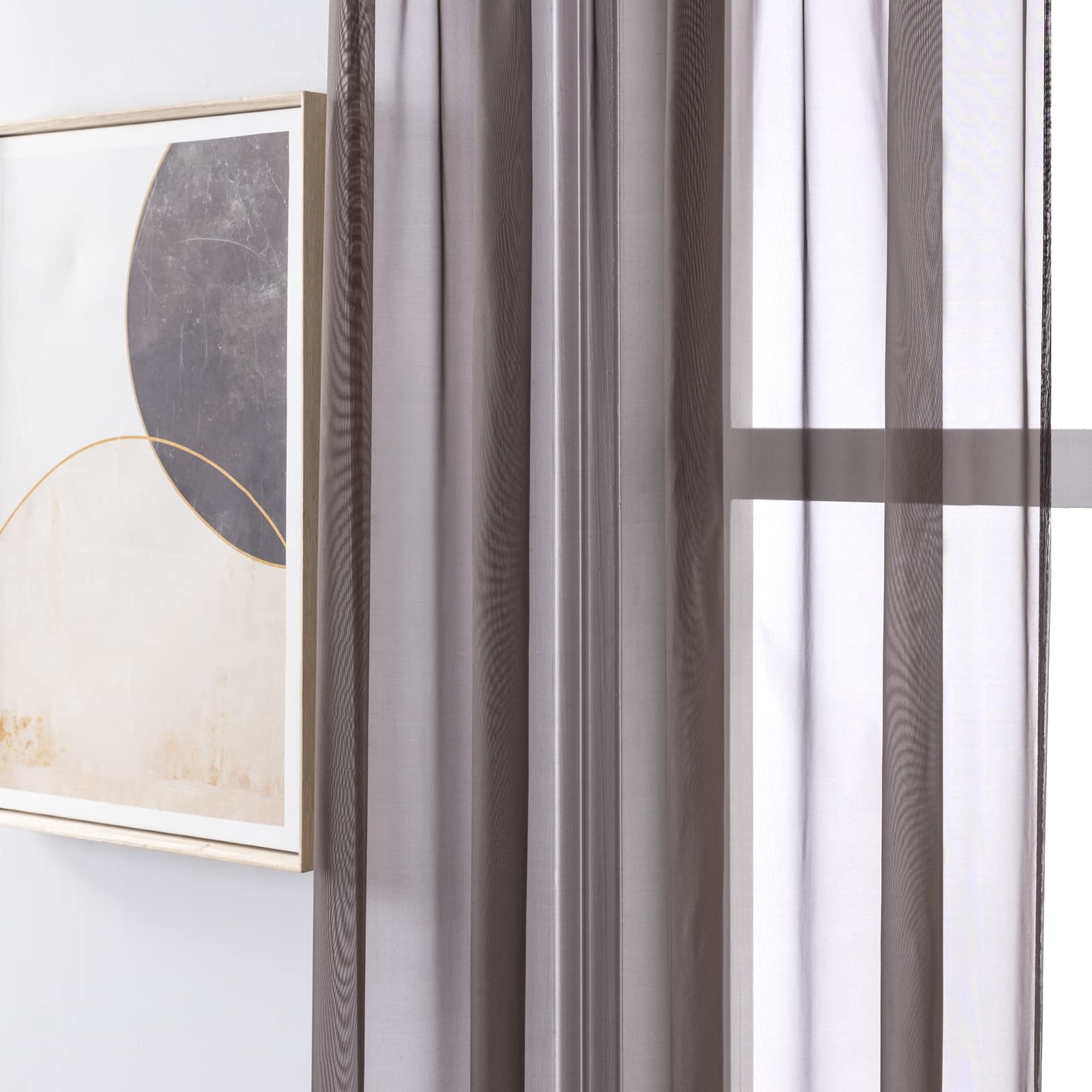 Półprzezroczysta zasłona o długości 148 cm zestaw 2 paneli, jednolity kolor kieszeń na karnisz zasłony okienne do sypialni salonu 106 cm szer. x 147 cm dł., ciemna kawa