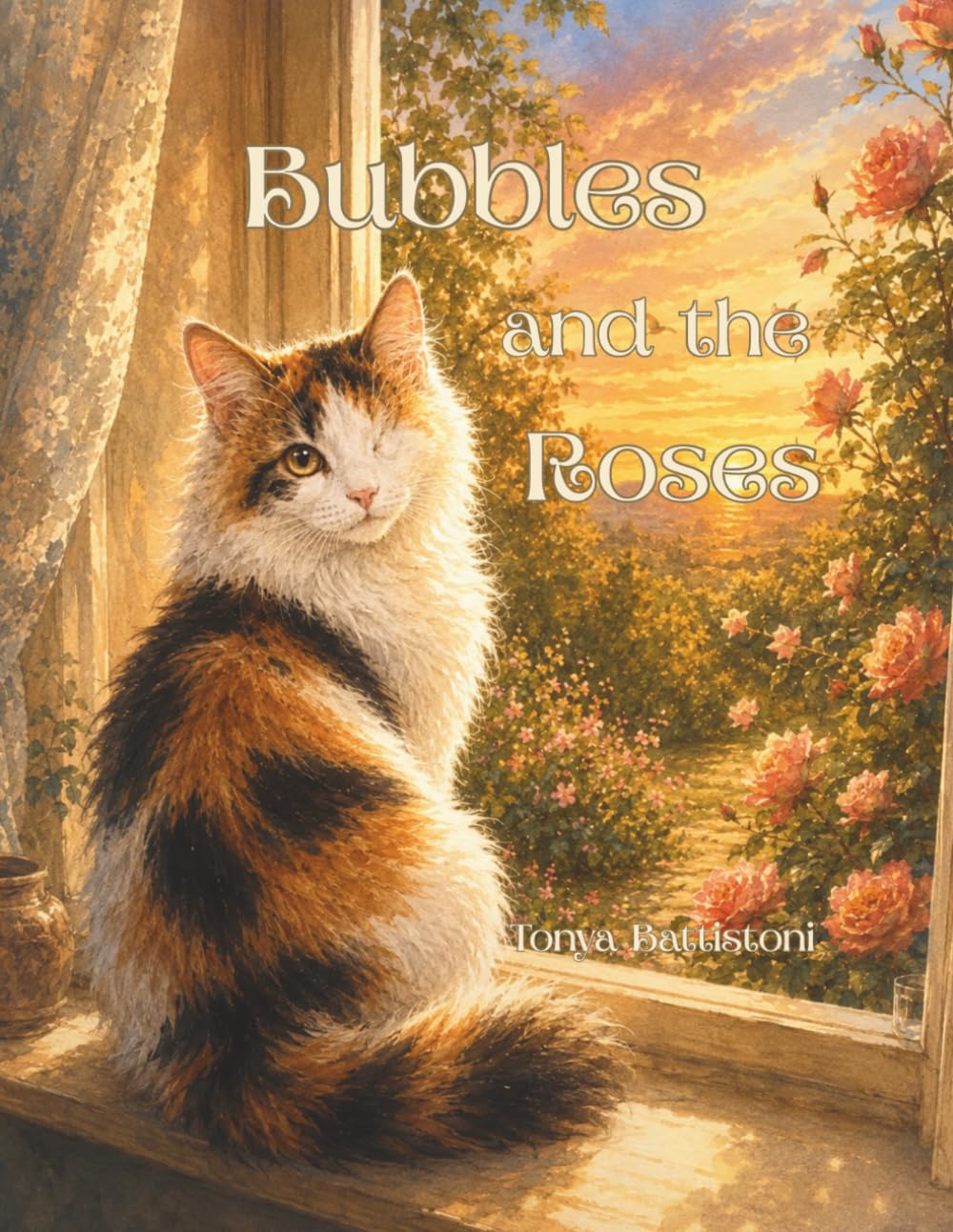 Bubbles and the Roses (Bubbles the One Eyed Cat)