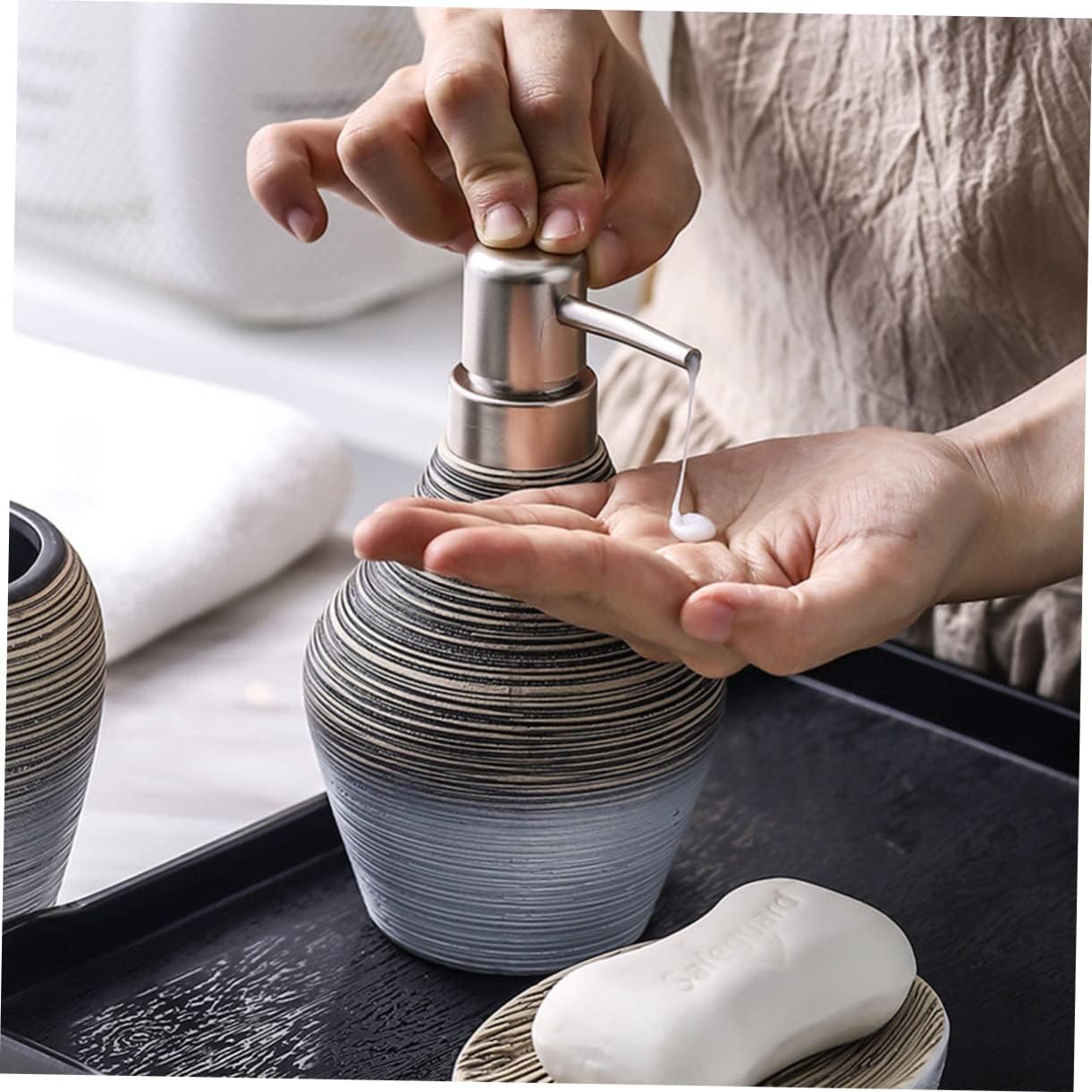 5pcs Home Gargle Cup Ceramic Toothbrush Holder Brush Soap Travel Storage