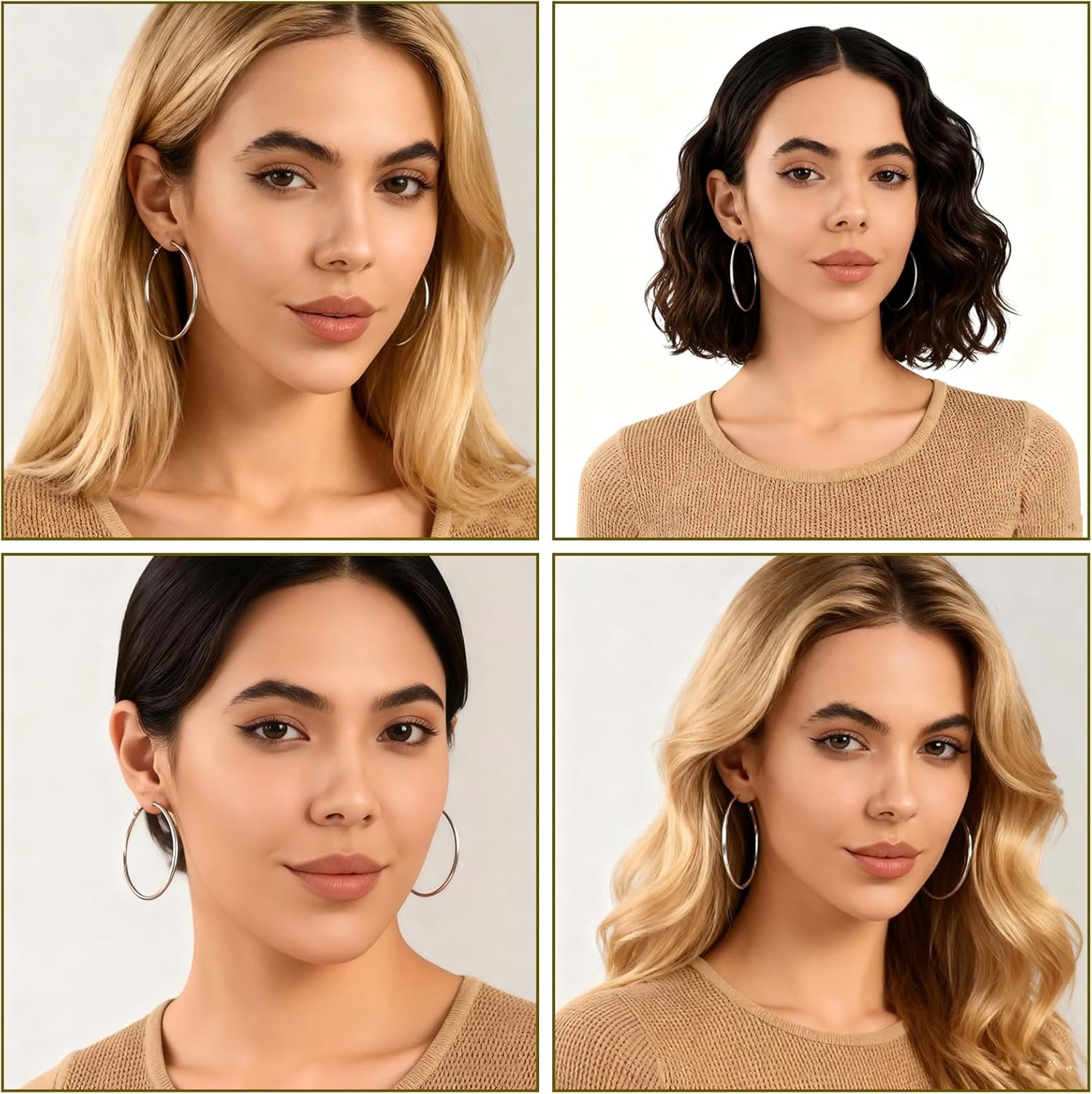 1 Pairs 60/70mm Silver 14K Gold Rose Gold Hoop Earrings for Women Hypoallergenic Stainless Steel Lightweight Big Hoops Shiny Dangle Earrings Trendy Jewelry Gifts - Image 6