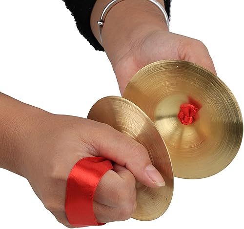 Miniatura 6 de Paquete de 2 piezas musicales de percusión de percusión de ritmo de latón pequeño de 3.5in de diámetro