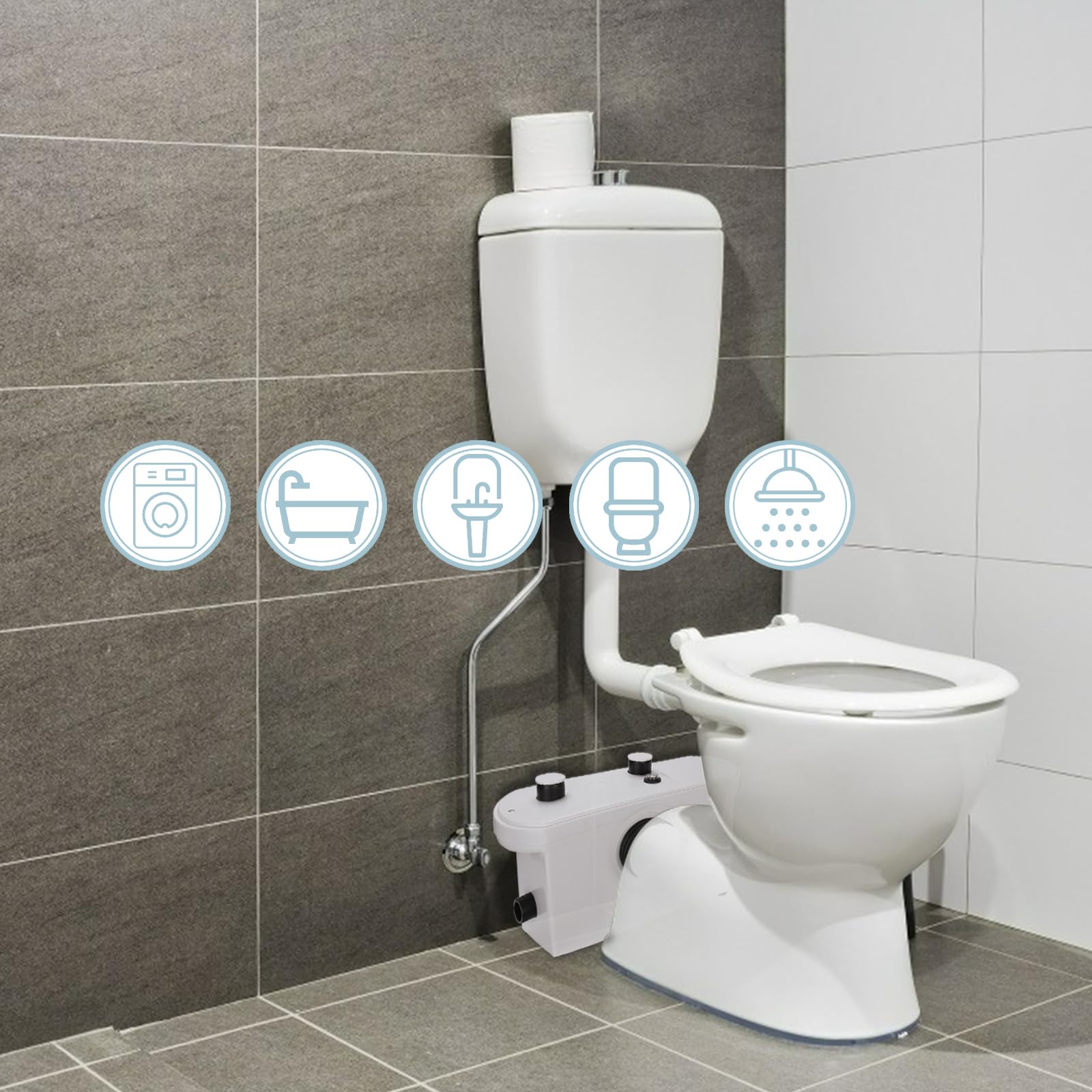 Jopassy 700 W pompa Trituratore WC Maceratore sollevamento da per acque luride 190L / min per Pompa Domestica per Lavabo Doccia WC