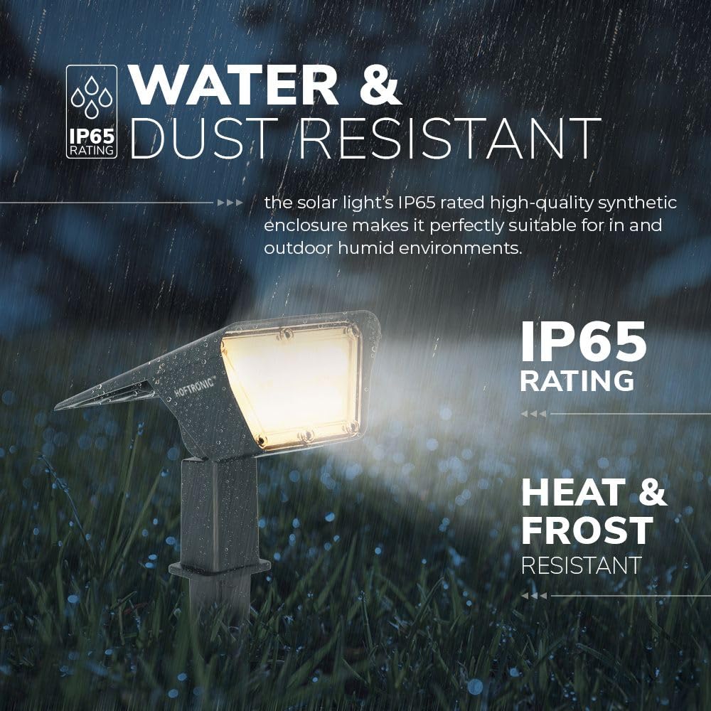 HOFTRONIC - Solar Gartenstrahler Odessa Superhell 300 Lumen IP65 Wasserdicht 3000K LED Solarlampen für Außen Solarleuchte 6 Stücke mit Erdspieß Solar Strahler Wintersolar Solarpanel Warmweiß