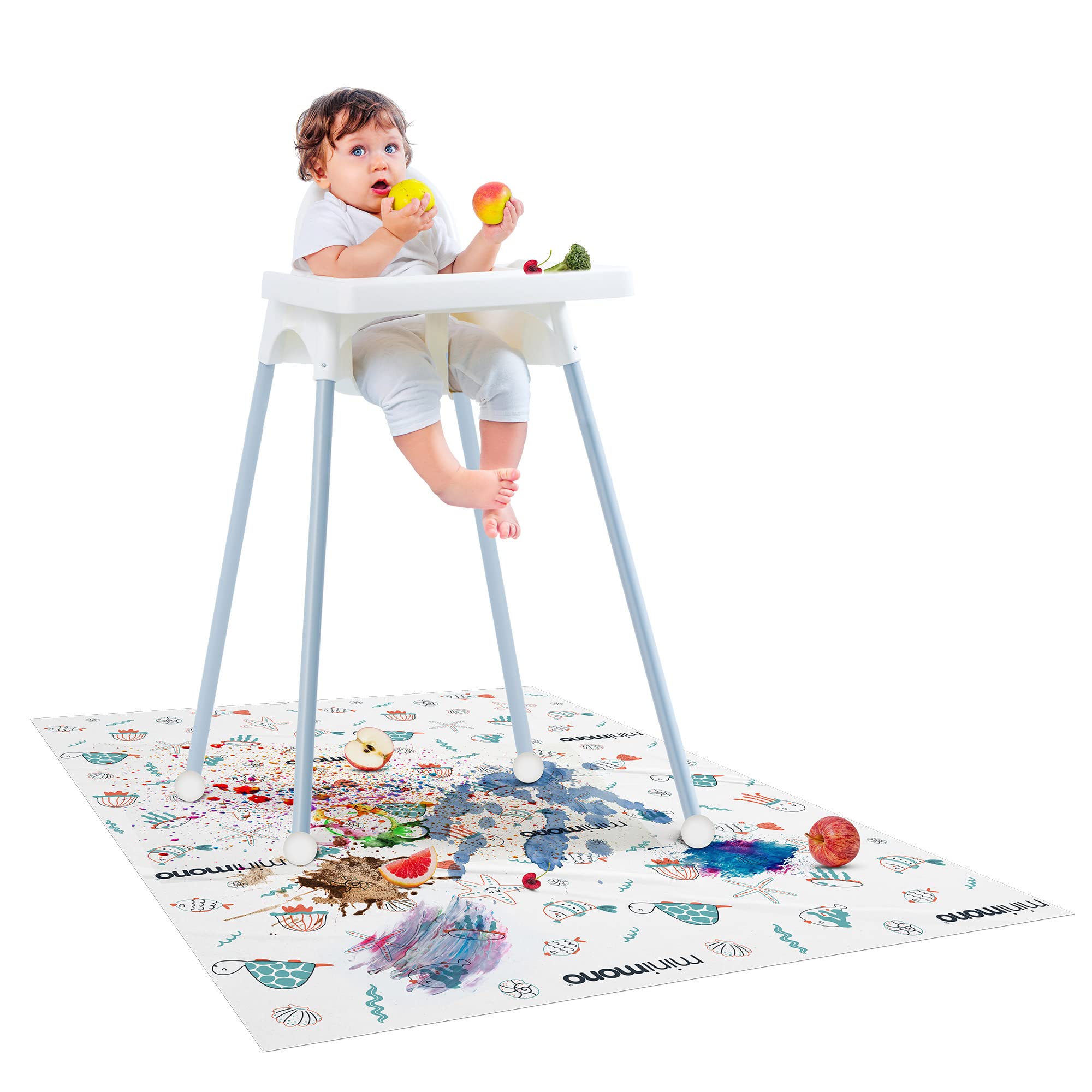 Minimono Baby Splat Mat for Under High Chair - 30 Pcs Disposable and  Waterproof Splash Mats - 40