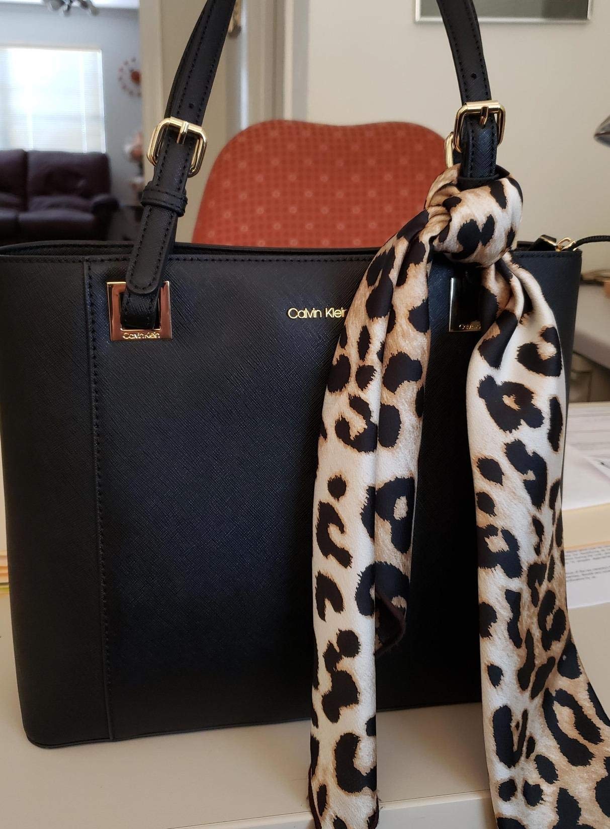 Pañuelo para el pelo con estampado de leopardo, pañuelo de guepardo, pañuelo de cuello de animal para mujer, 23.6 pulgadas, Oro, M