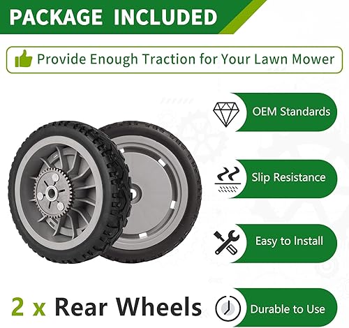 Miniatura 6 de Paquete de 2 ruedas de transmisión delantera para cortacésped reemplaza MTD Troy-Bilt 734-04018,734-04018C, 734-04018B, 734-04018A