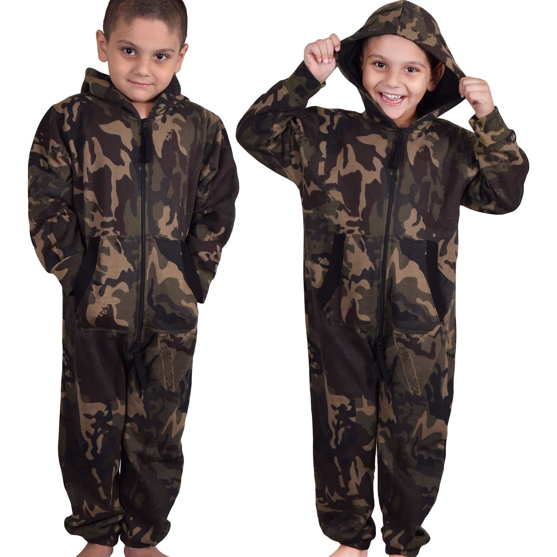 A2Z 4 Kids® Kinderen Onesie Super Zacht Kids Comfortabel Loungekleding Sleepkleding - Onesie 351 Camo Green 7-8