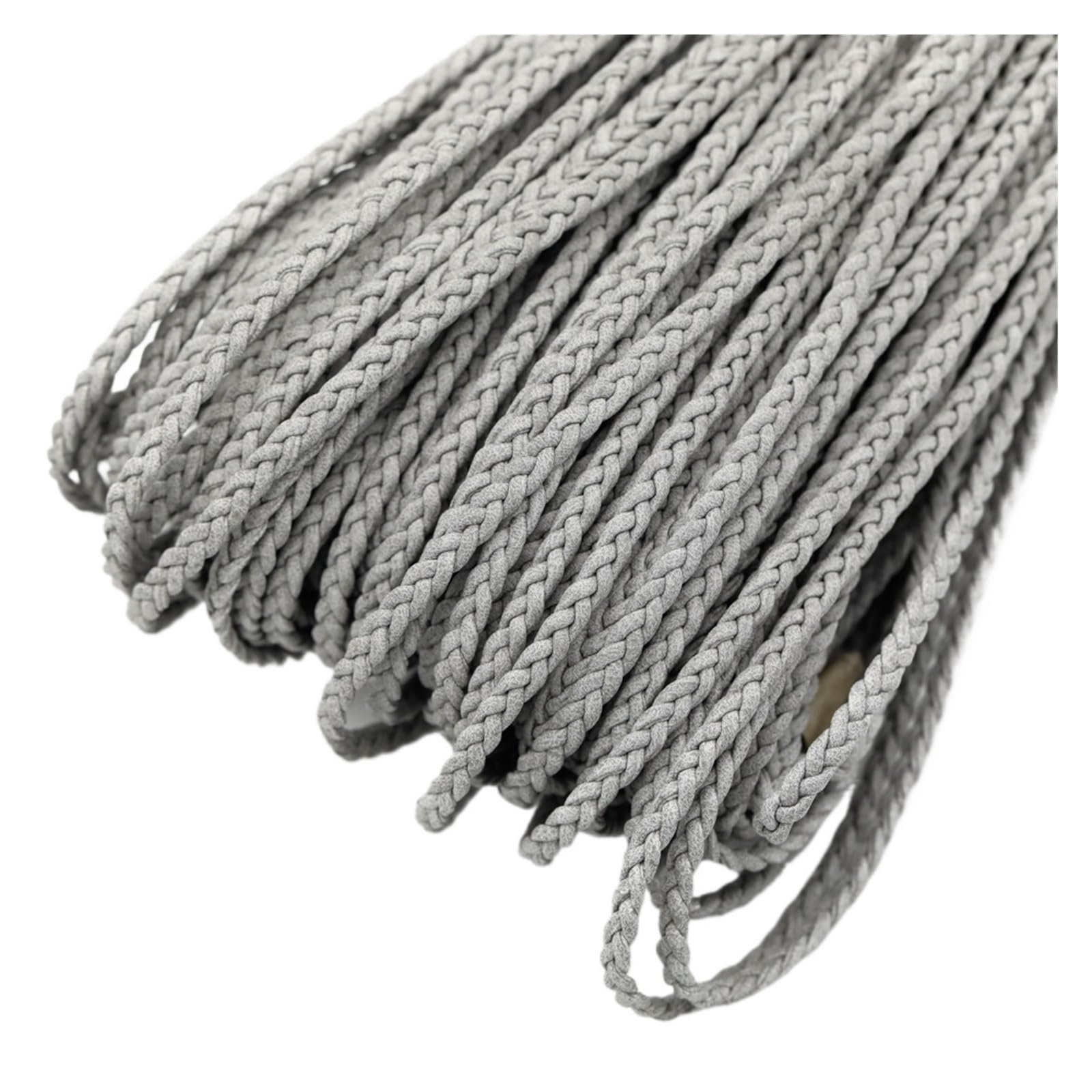 Genuine Braided Leather Cord 2meters 4mm Flat Braided Leather Bracelet Findings Cord String Rope DIY Necklace Making(Grey)