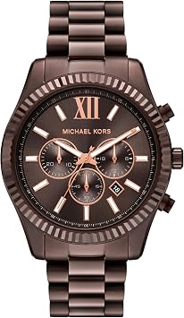 Michael Kors Mens Lexington Chronograph Brown Stainless Steel Bracelet Watch Model MK9224