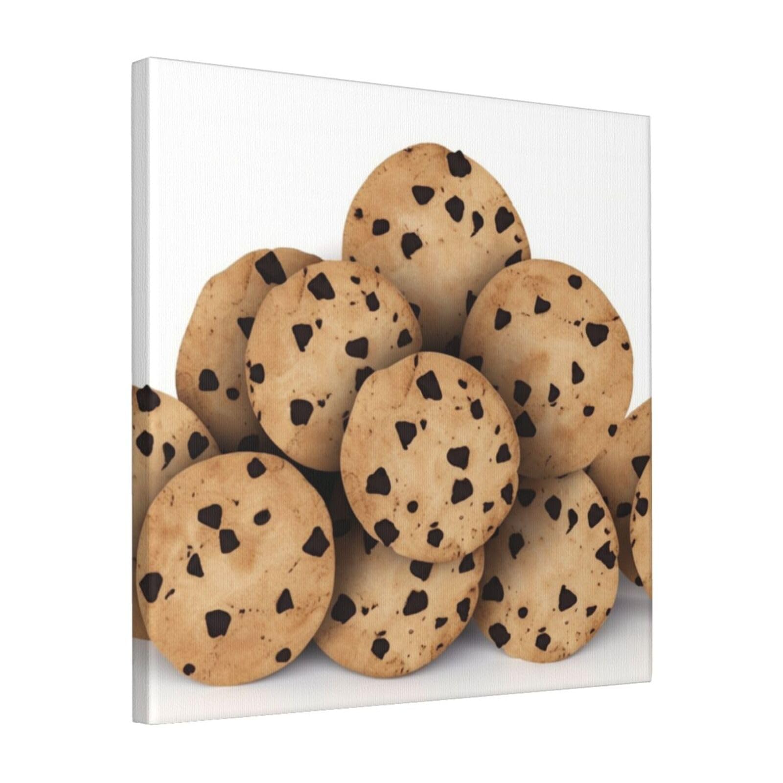 Food Chocolate Chip Biscuits Canvas Wall Art for Living Room Wall Decor 16"x16" Modern Artwork Painting Pictures Hanging Canvas Prints Aesthetic Wall Art for Bedroom Bathroom Office Wallart Decor