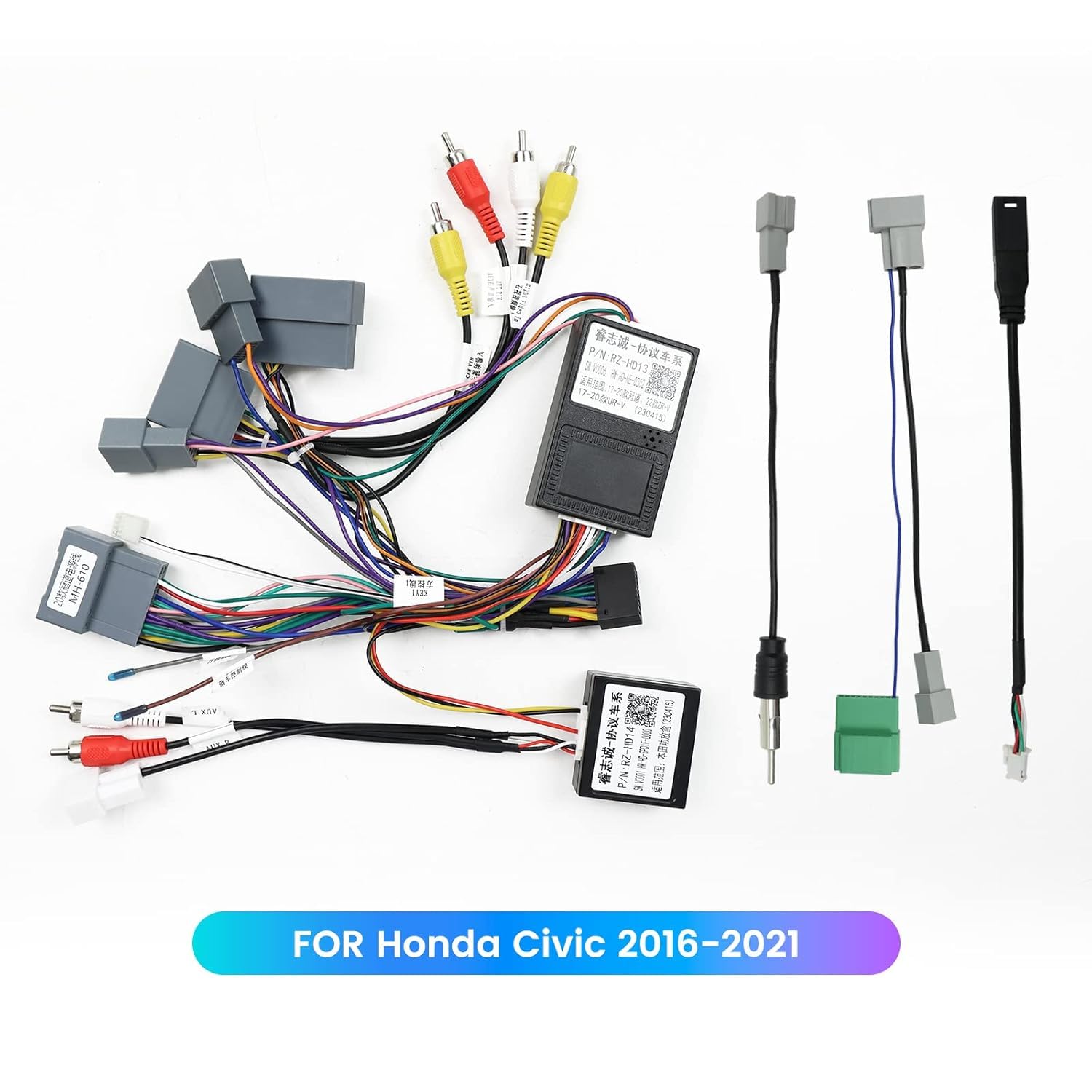 Car Stereo Radio Wiring Harness Aftermarket Install 16Pins Power Plug Connector Fit for Honda Civic 2016-2021 with Factory Amplifier