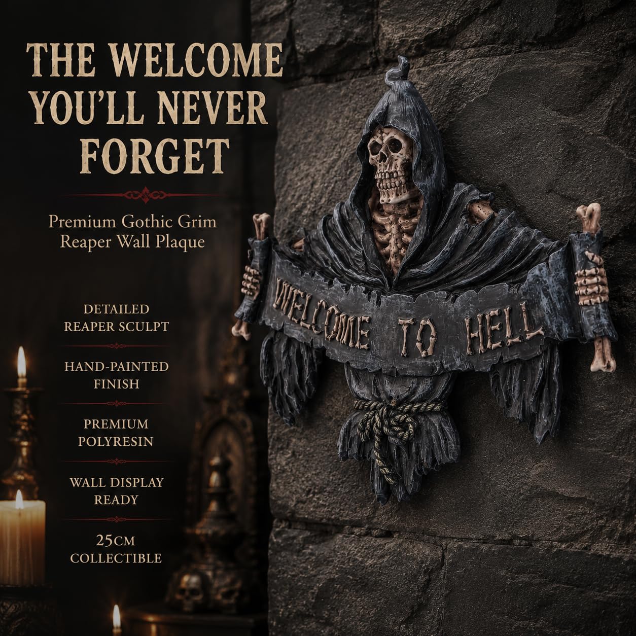 Nemesis Now NEM3944 tabliczka Welcome to Hell, 22 cm, czarna