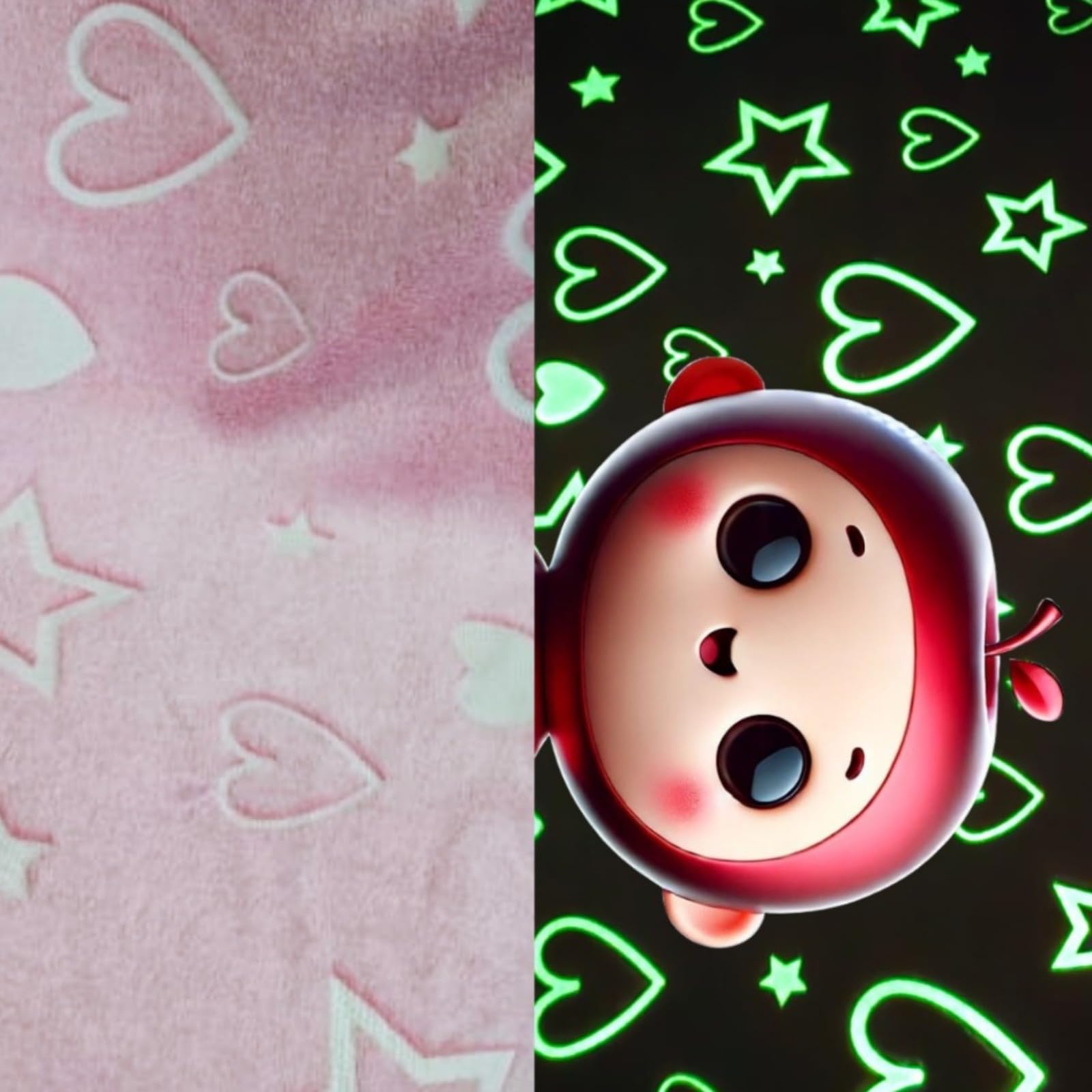 PAX PARROT: Glow-in-The-Night Queen Size Blanket | AC-Friendly Stars & Hearts Design | Lightweight All-Season Soft Fleece for Kids & Adults [200 x 152 cm] | Travel-Friendly for Flight & Train | Pink-image-28
