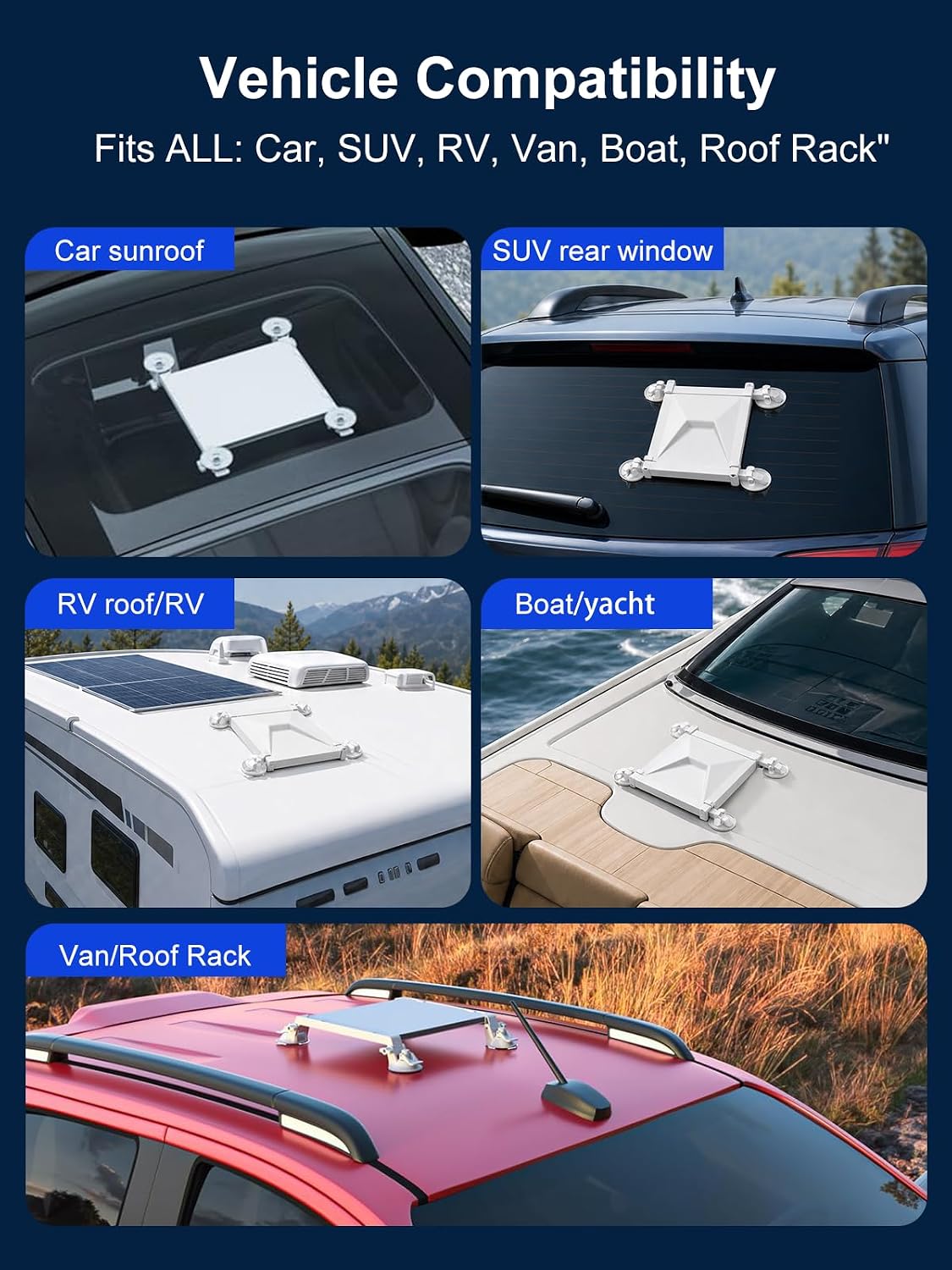 Starlink Mini Car Mount with Suction Cup for Car Window Sunroof(White) | 6 Suction Cup,Nano-Gel Suction Pads,ABS+20%Fiberglass Reinforced Bracket,Shockproof,-4°F to 185°F