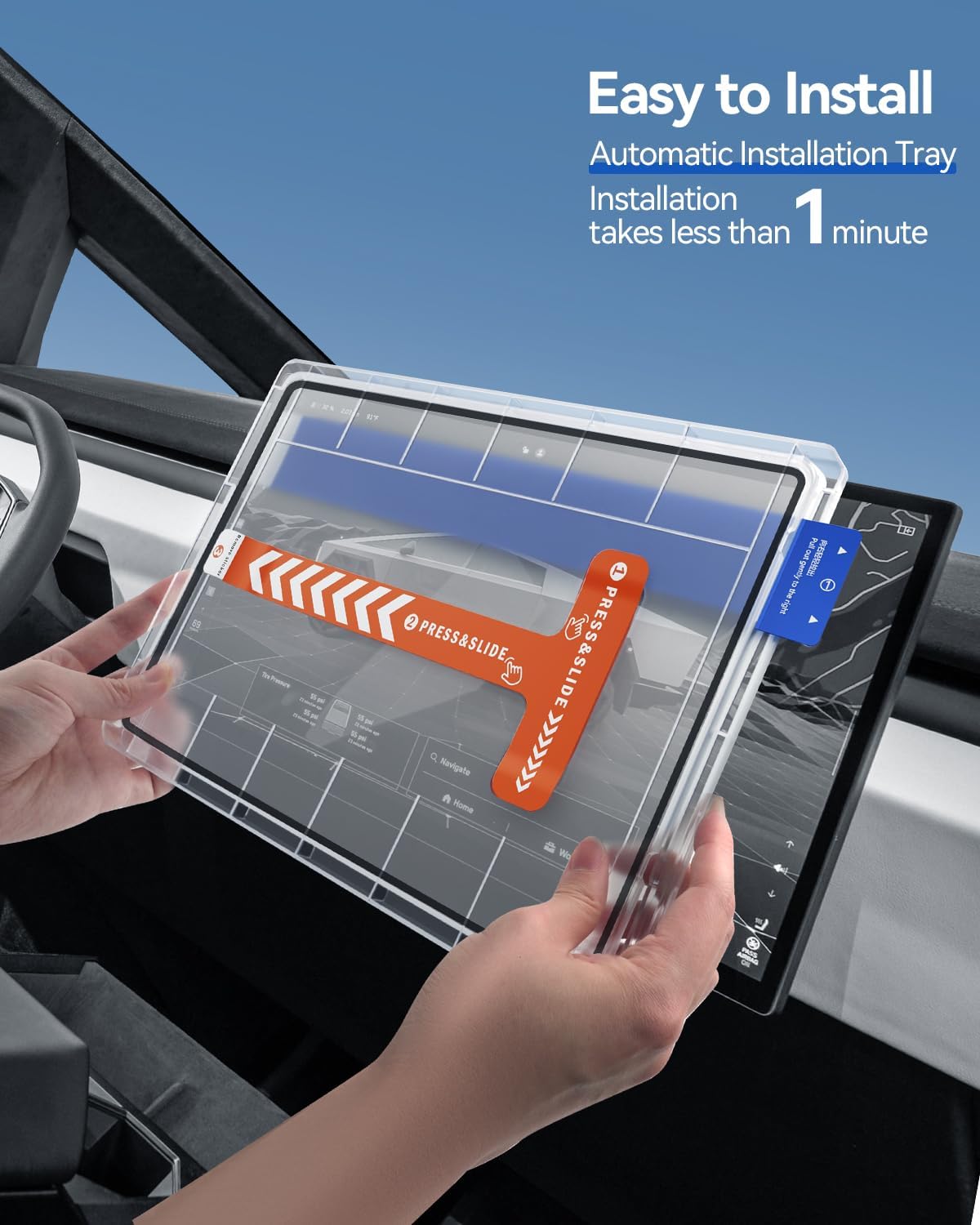 2PCS for Cybertruck Matte Screen Protector for Tesla Cybertruck (2024-2026) Accessories Navigation& Rear-seat Protector Film Tempered Glass Anti-Glare Front 18.5" & Rear 9.4''-Mounting Frame Kit