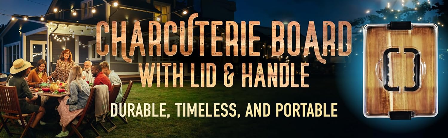 Frank & Curt Acacia Wood Charcuterie Board With Lid 11"x14"