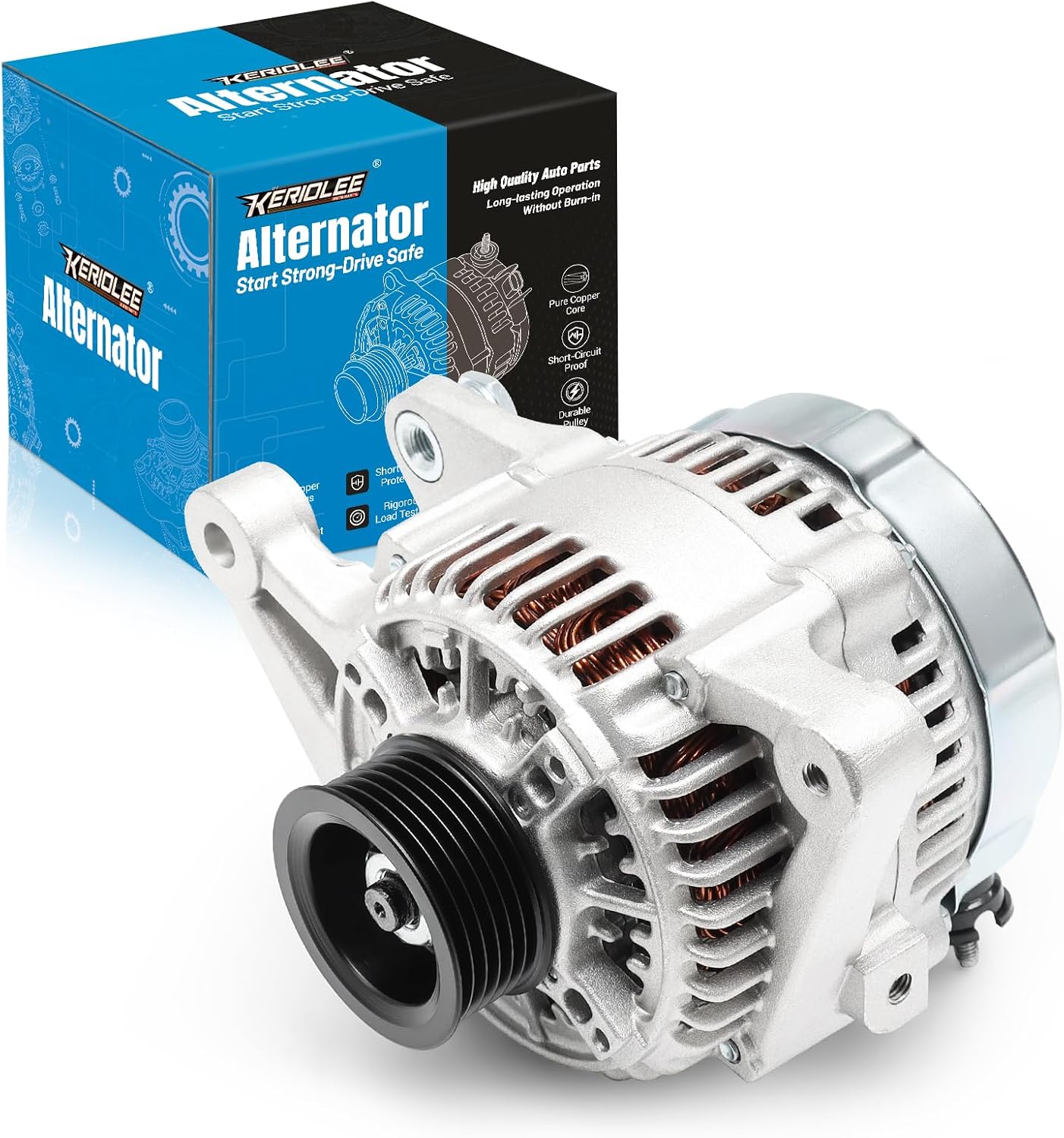 102211-1900 Alternator Compatible with 2003-2008 Toyota Corolla Matrix 1.8L/2000-2005 Toyota Celica MR2 Spyder 1.8L/2009-2010 Pontiac Vibe 1.8L Replacement Alternators, 80A 12V 6-Groove Pulley