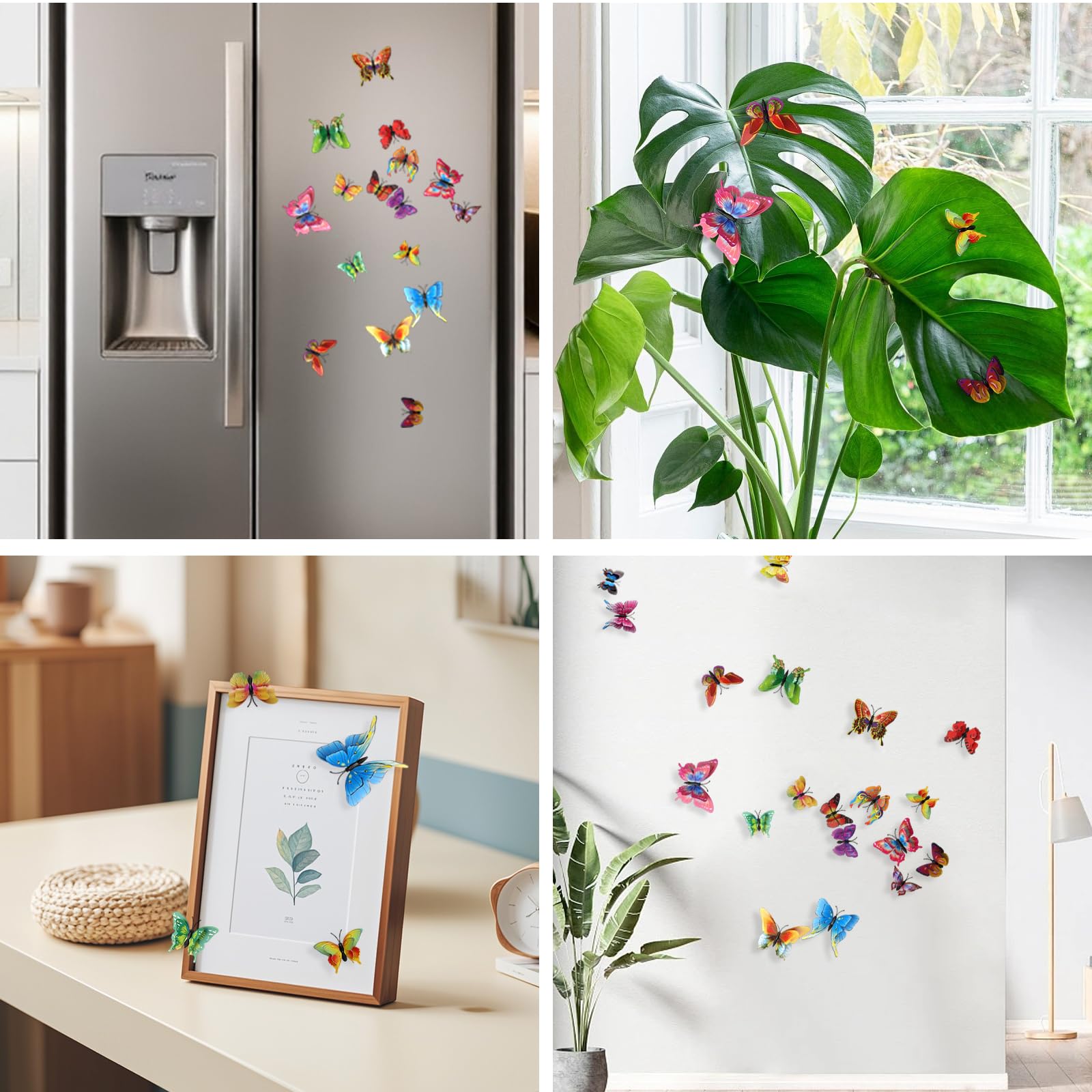 36 Piezas 3D Mariposas Decorativas Colores PVC Mariposa Decoración de Pared con Imanes y Adhesivos para Casa Dormitorio Habitación Refrigerador — view 7