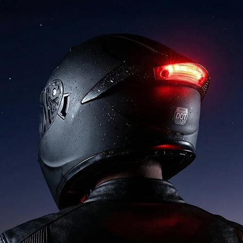 Miniatura 2 de Casco de motocicleta de doble visera con luz trasera LED, aprobado por DOT, casco de moto de carreras de calle para adultos