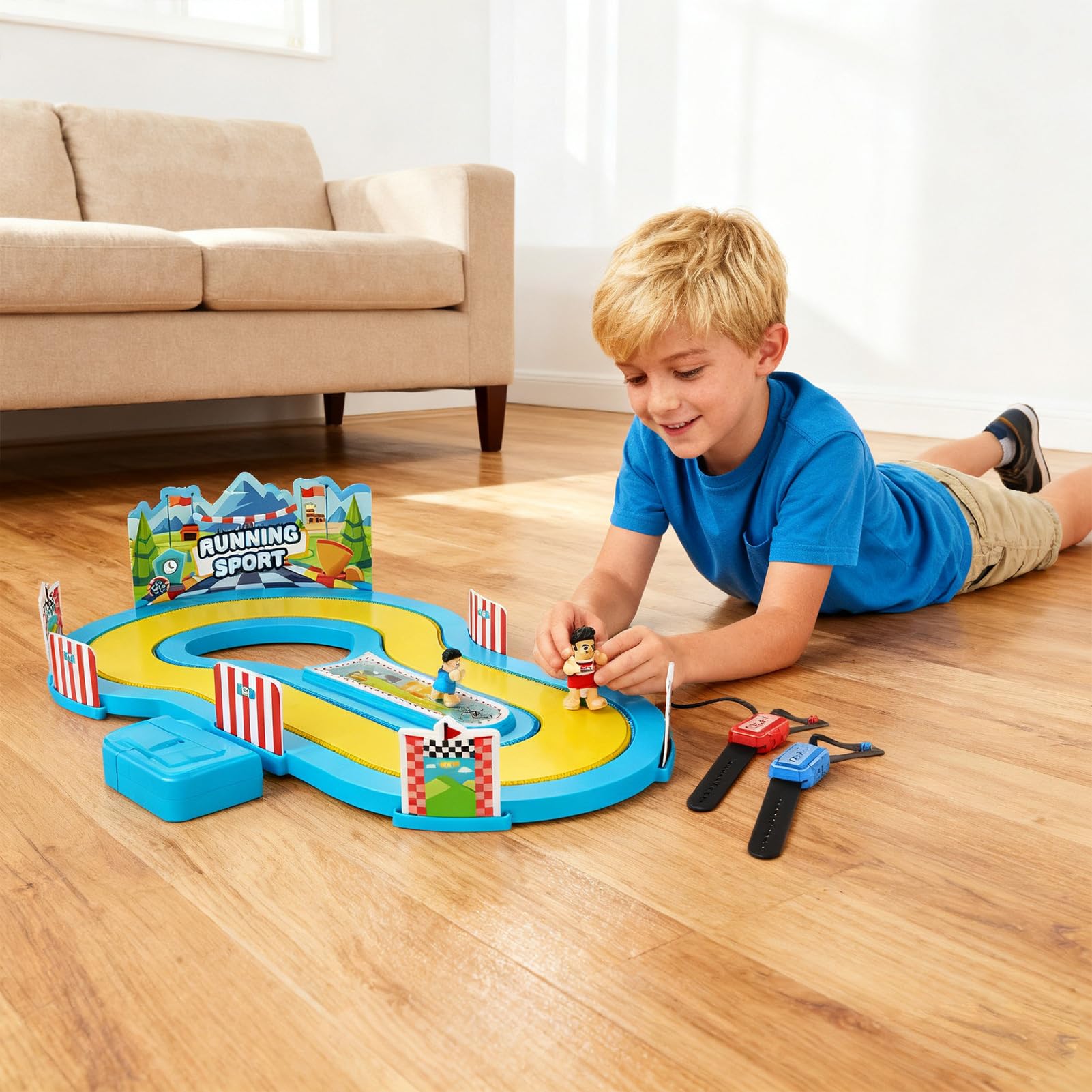 Juego de Carreras con Sensor de Movimiento Inalámbrico, Interactivo de Acción con 2 Pulseras y Modos Multinivel, Actividad Física Familiar para Niños y Padres