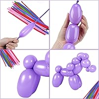 Vista 4 de 100 piezas 260 globos qualatex con 1 kit de bomba de mano, globos profesionales de calidad premium para hacer animales, globos largos de torsión